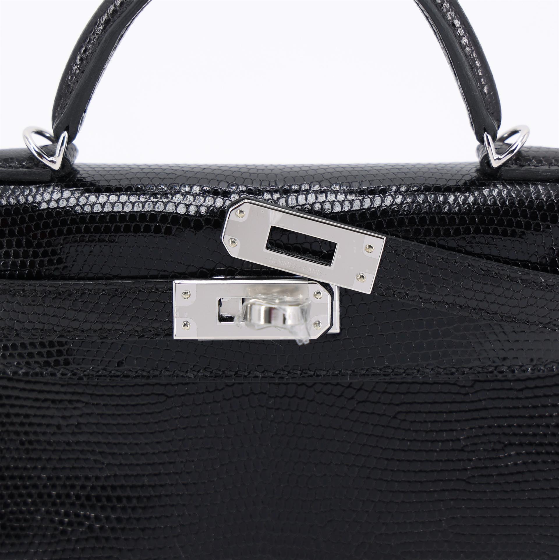 ランク N 新品 HERMÈS エルメス ミニケリー2 ブラック (89) リザード シルバー金具 K刻印 (2025) - 8