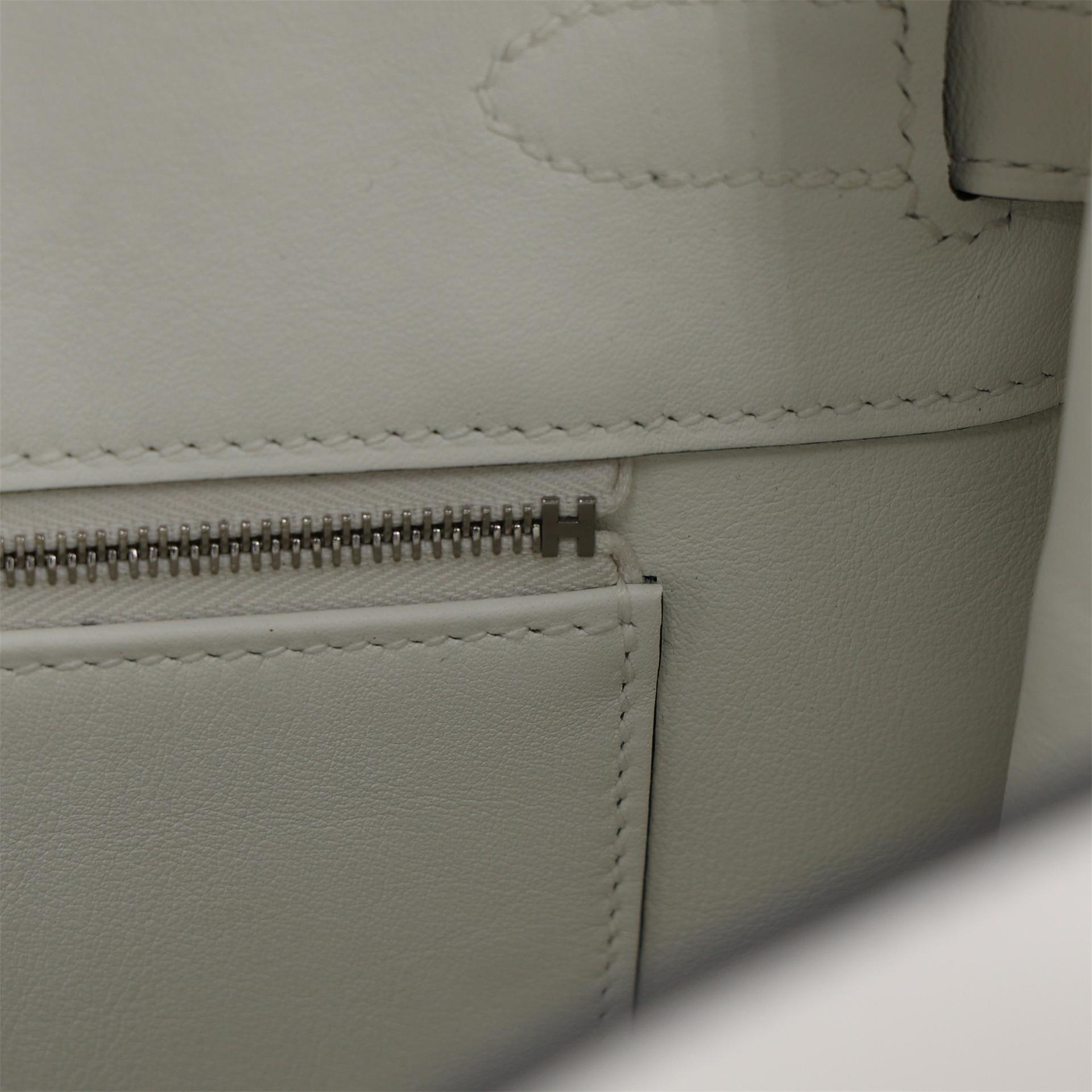 Unused ( Rank NS ) HERMÈS Limited Edition Birkin 35 White (01) Swift Toile H canvas Palladium hardware B (2023) - 15