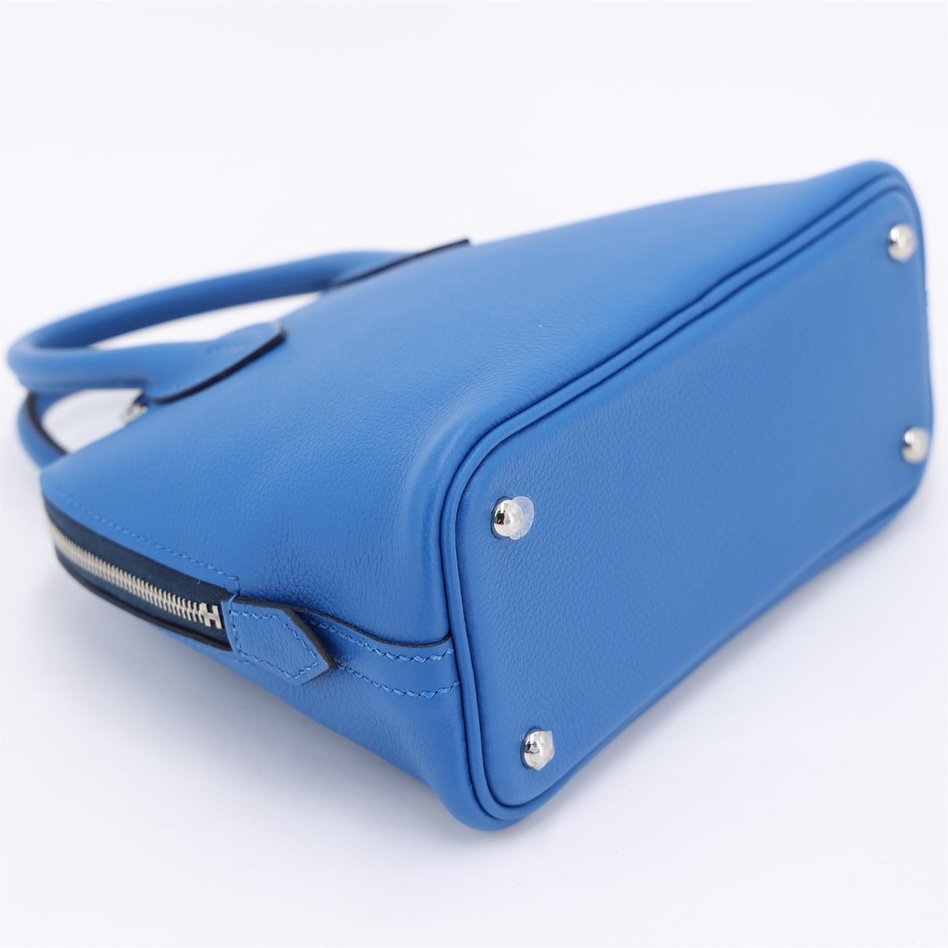 Unused ( Rank NS ) HERMÈS Mini Bolide 1923 Bleu Zellige (I7) Bleu de Prusse (7P) Evercolor Palladium hardware B (2023) - 6