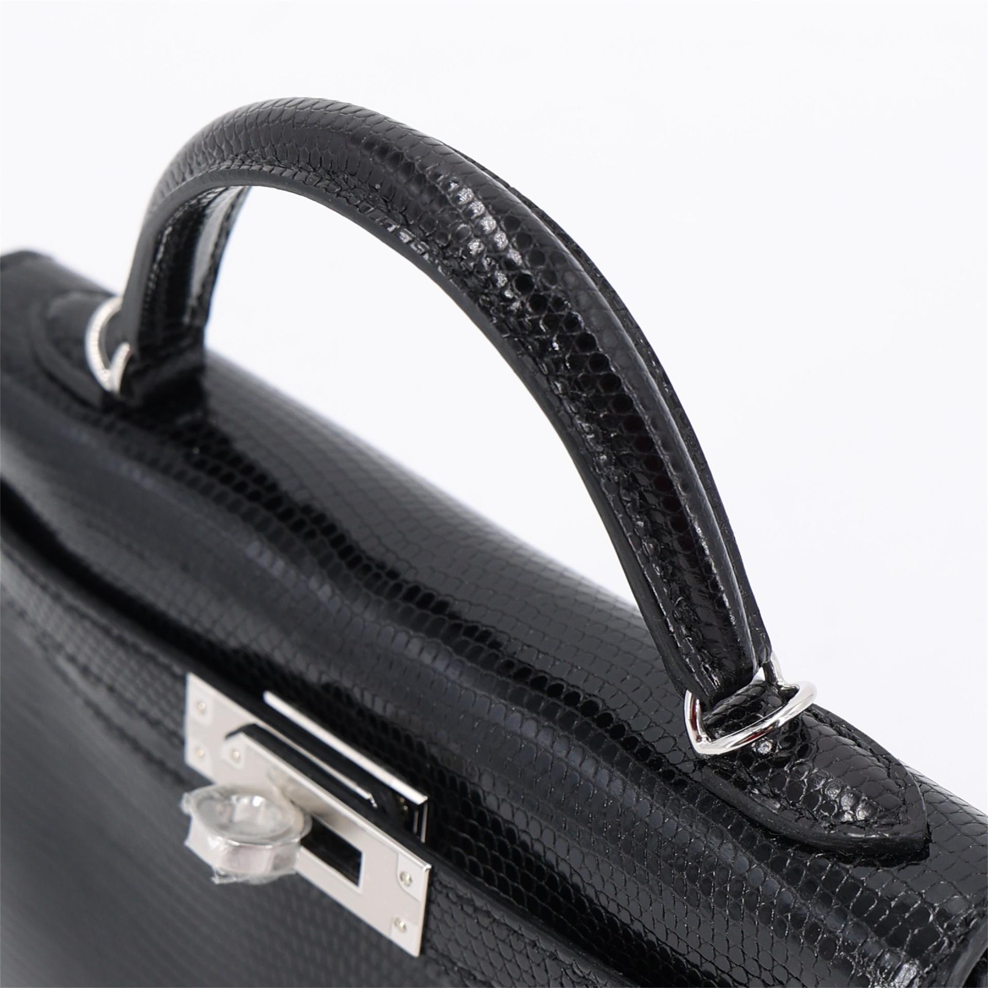 ランク N 新品 HERMÈS エルメス ミニケリー2 ブラック (89) リザード シルバー金具 K刻印 (2025) - 3