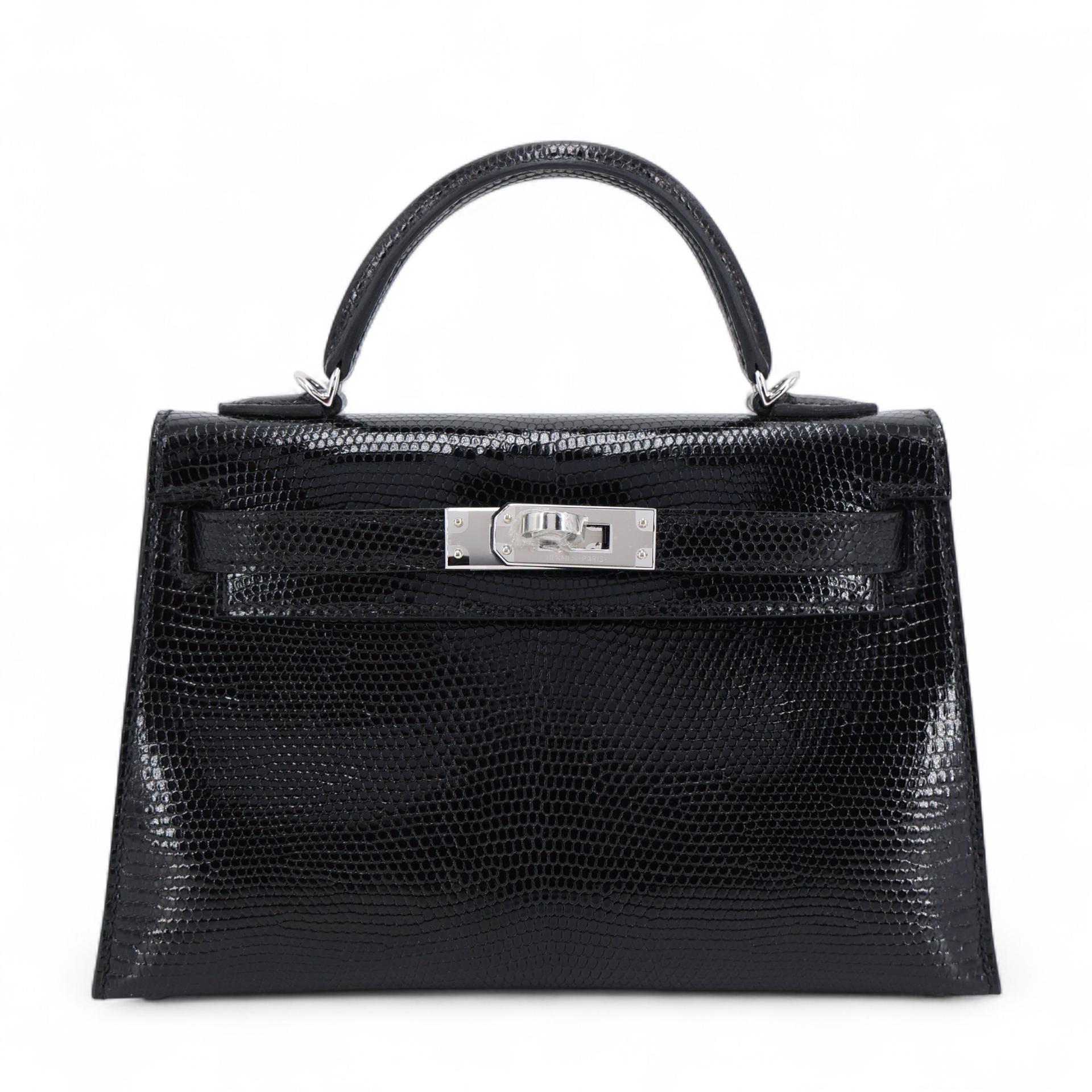 ランク N 新品 HERMÈS エルメス ミニケリー2 ブラック (89) リザード シルバー金具 K刻印 (2025) - 1