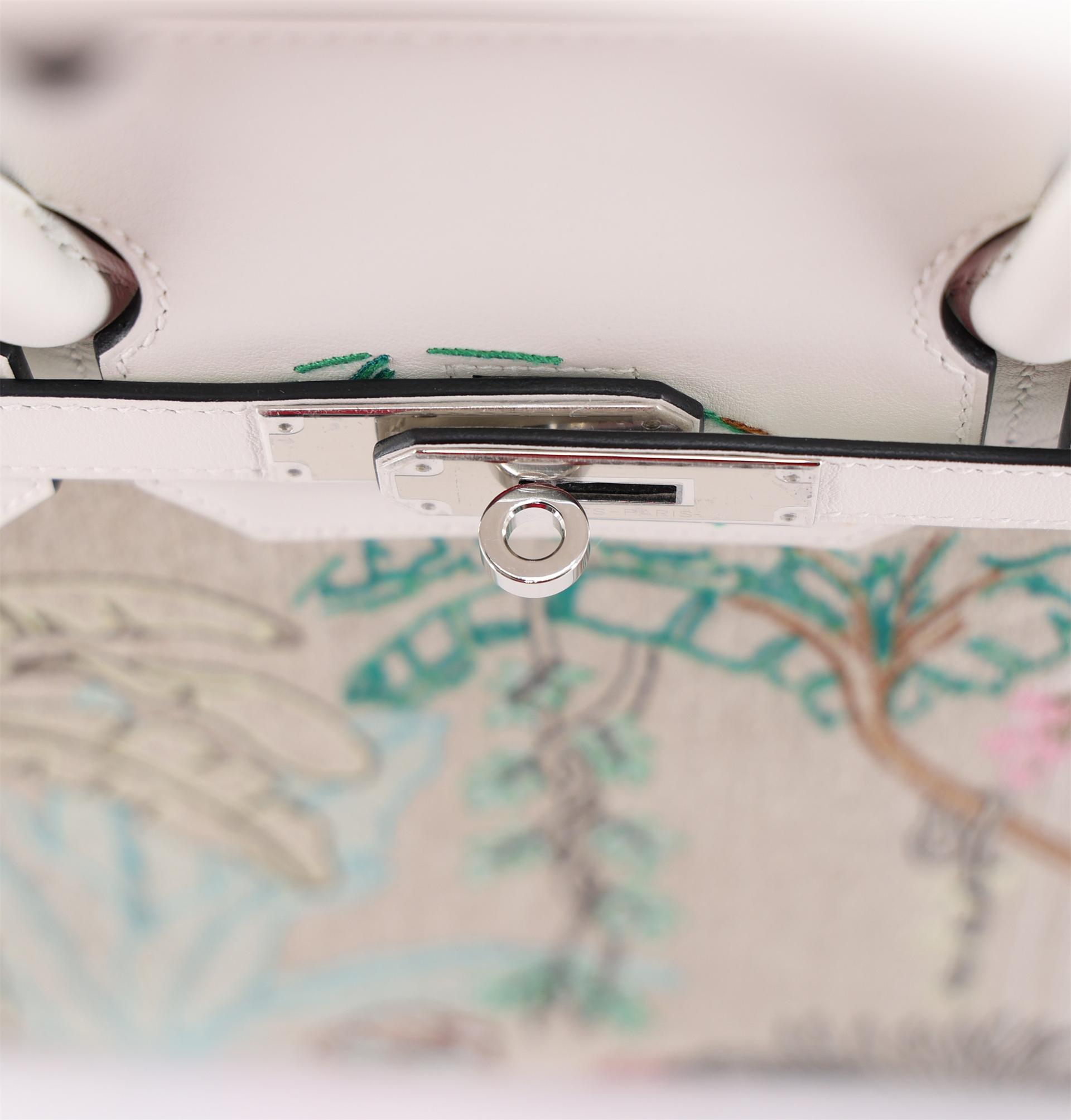Unused ( Rank NS ) HERMÈS Limited Edition Birkin 35 White (01) Swift Toile H canvas Palladium hardware B (2023) - 9