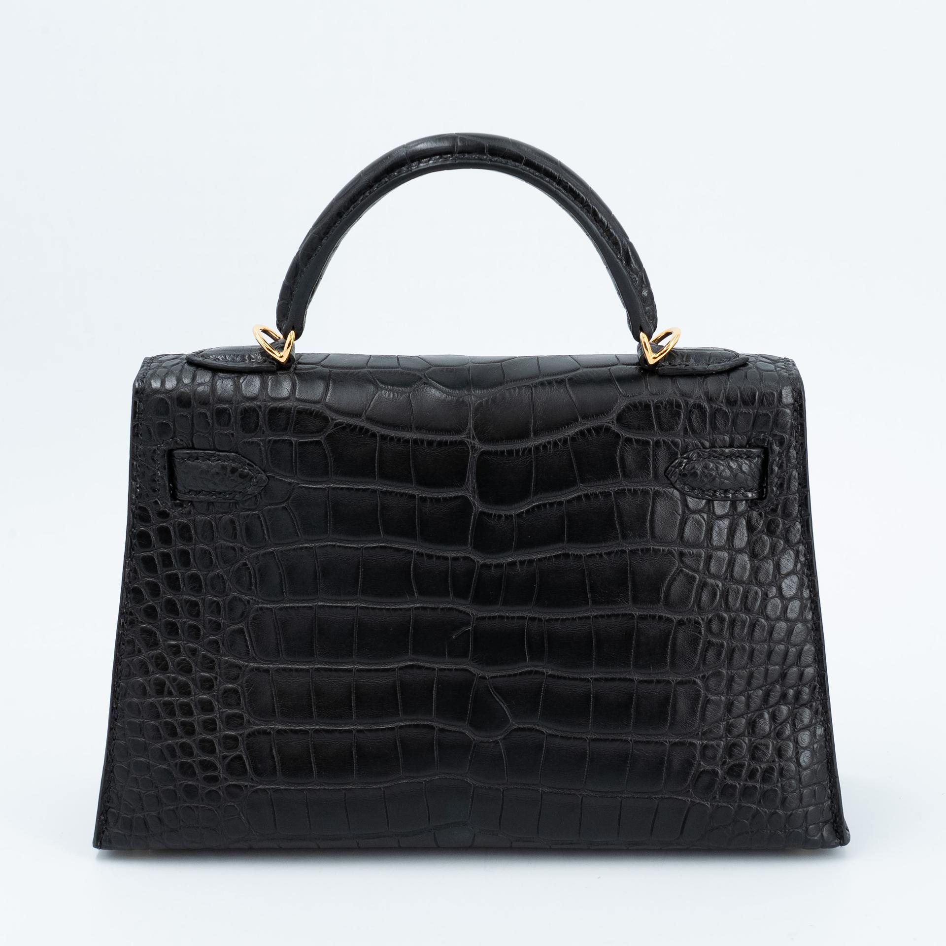 Brand New ( Rank N ) HERMÈS Mini Kelly II Noir (89) Matte Alligator Gold hardware K (2025) - 2