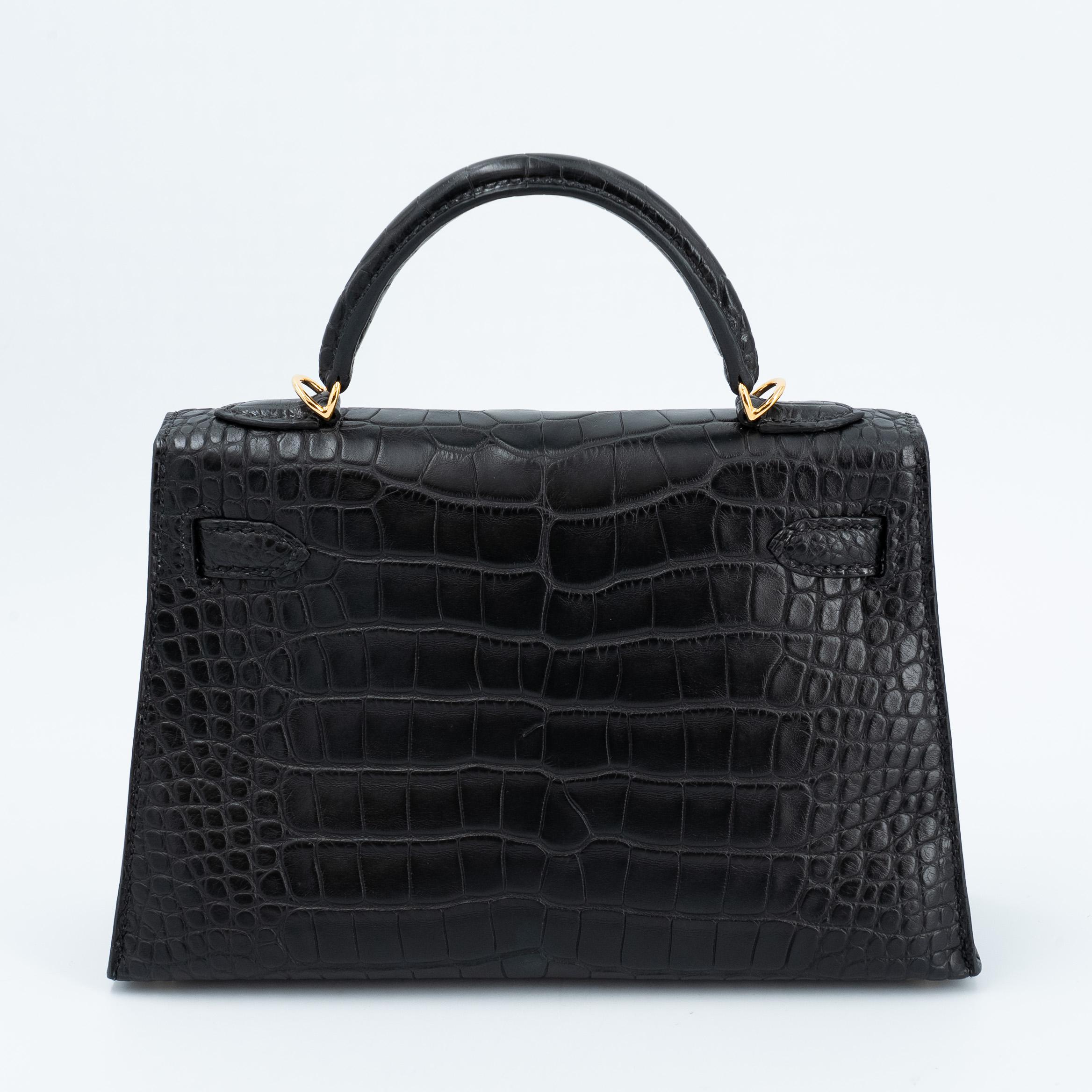Brand New ( Rank N ) HERMÈS Mini Kelly II Noir (89) Matte Alligator Gold hardware K (2025) - 2