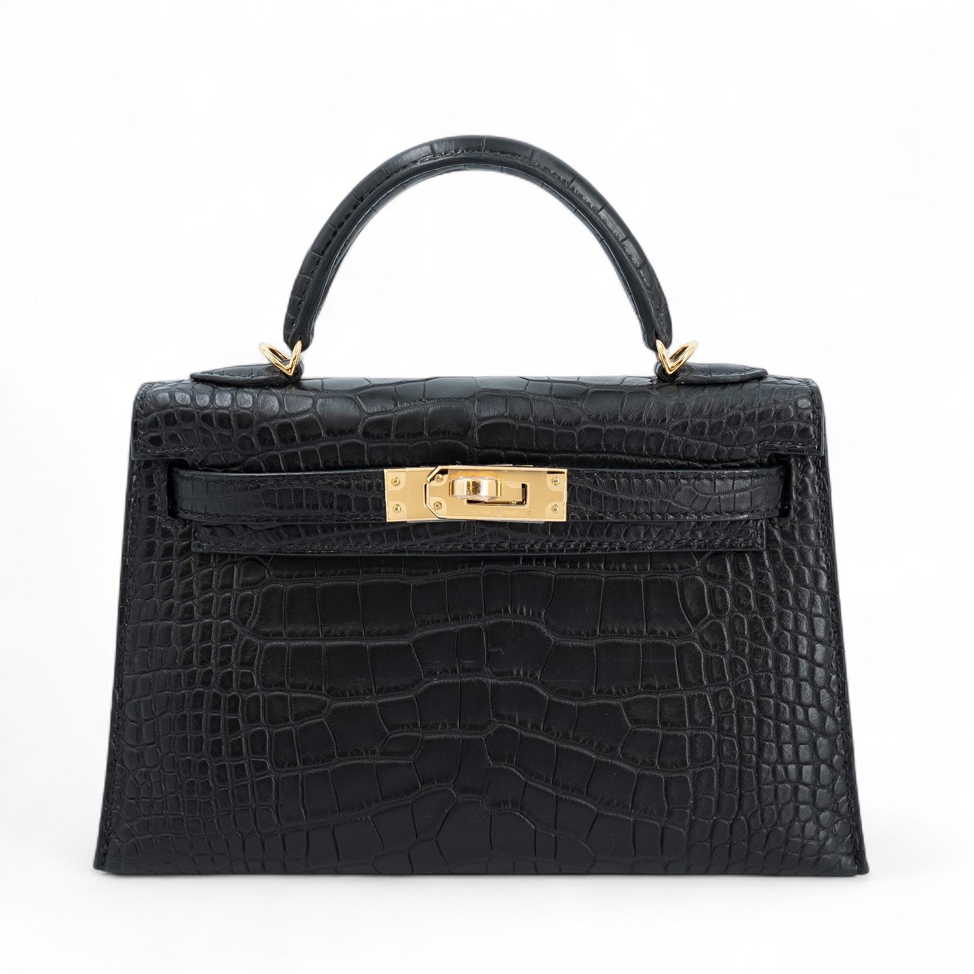 Brand New ( Rank N ) HERMÈS Mini Kelly II Noir (89) Matte Alligator Gold hardware K (2025) - 1