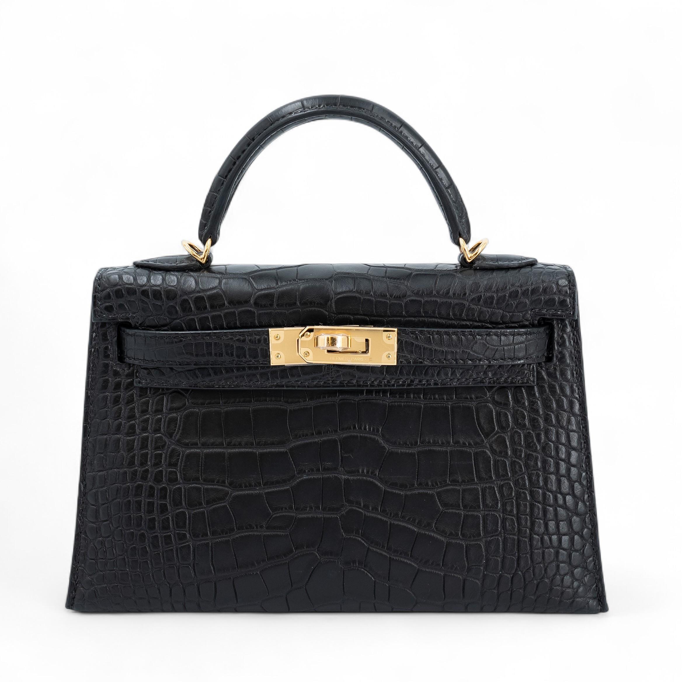 Brand New ( Rank N ) HERMÈS Mini Kelly II Noir (89) Matte Alligator Gold hardware K (2025) - 1