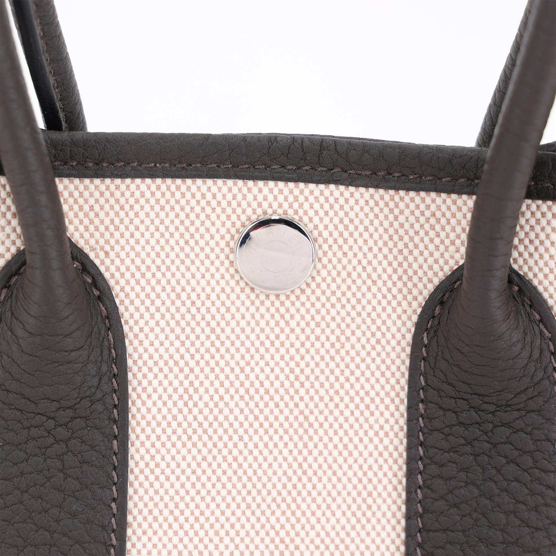 Brand New ( Rank N ) HERMÈS Neo Garden Party 23 Ebene (46) Ecru Negonda Canvas Palladium hardware K (2025) - 9