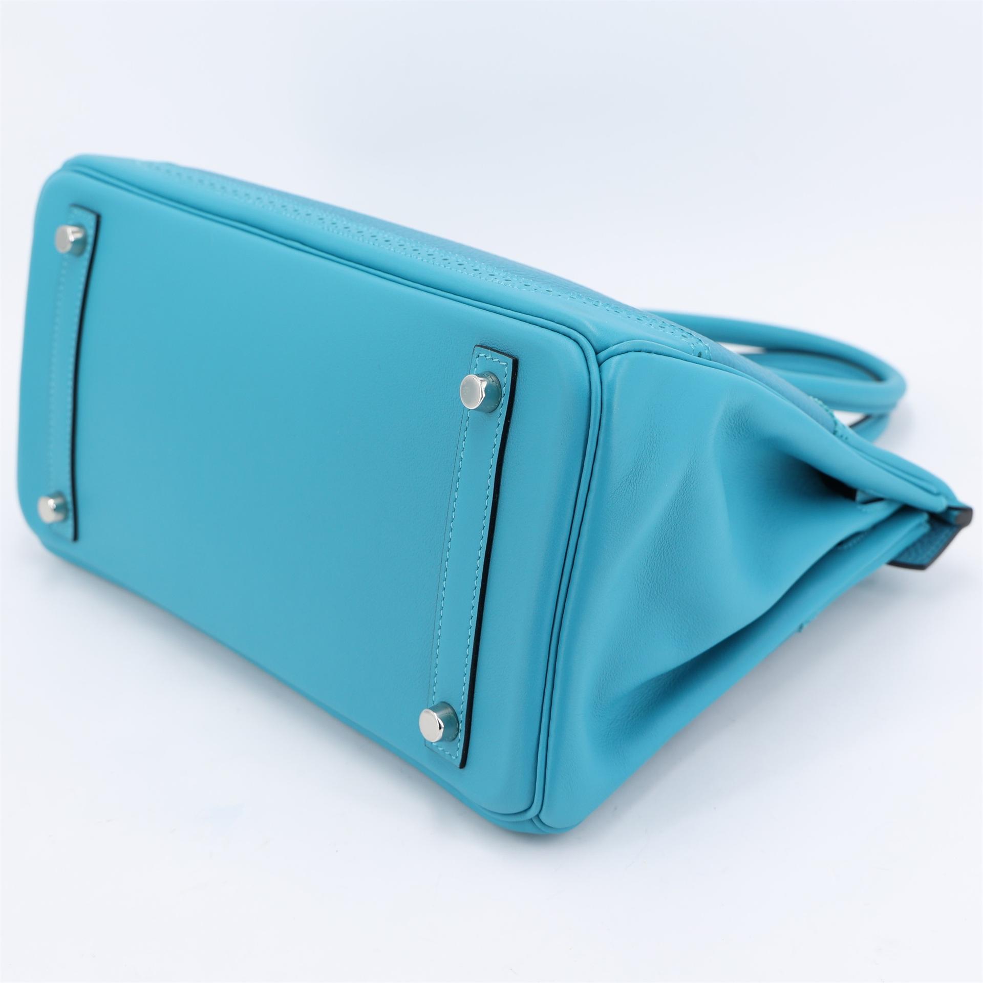 Unused ( Rank NS ) HERMÈS Limited Edition Birkin Ghillies 30 Turquoise (7B) Togo Swift Palladium hardware T (2015) - 7