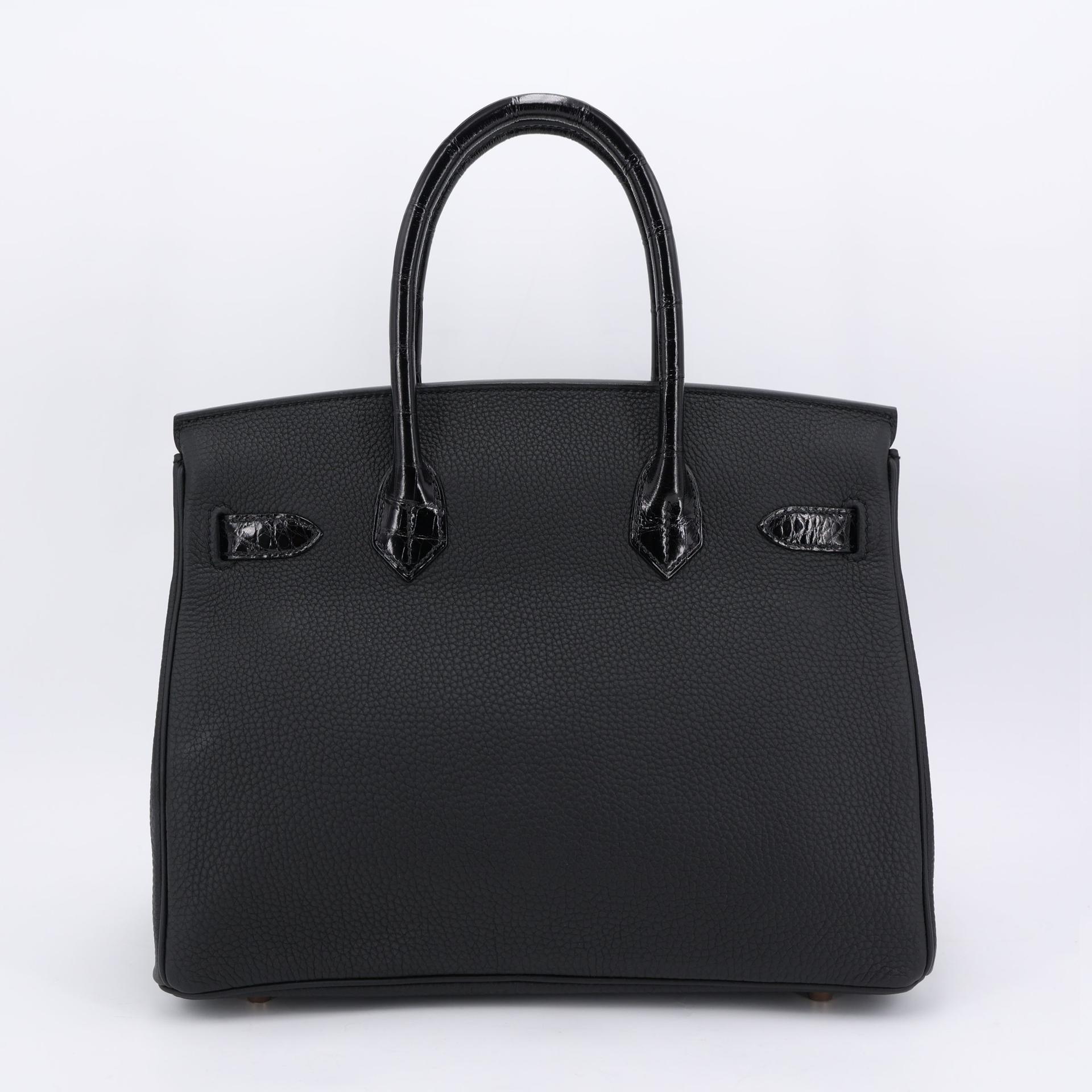 ランク A HERMÈS エルメス バーキン30 タッチ ブラック (89) トゴ クロコダイル ニロティカス ピンクゴールド金具 C刻印 (2018) - 2