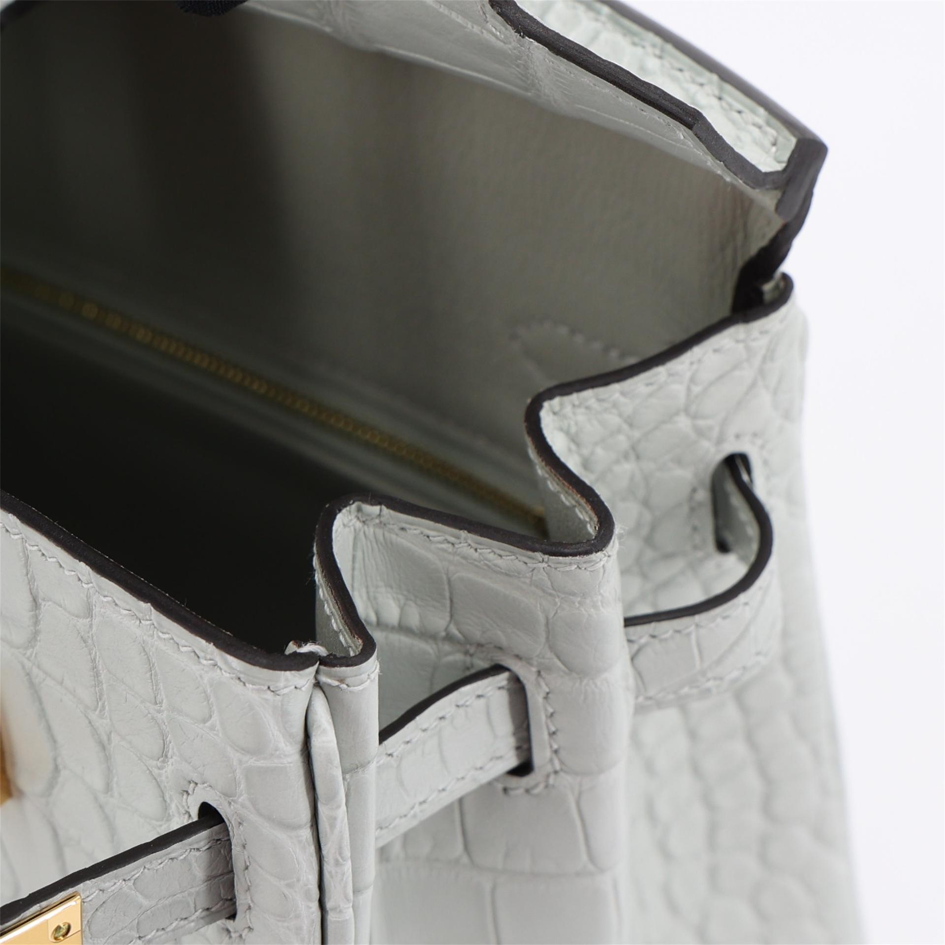 Brand New ( Rank N ) HERMÈS Birkin 25 Gris Neve (0W) Matte Alligator Gold hardware W (2024) - 13