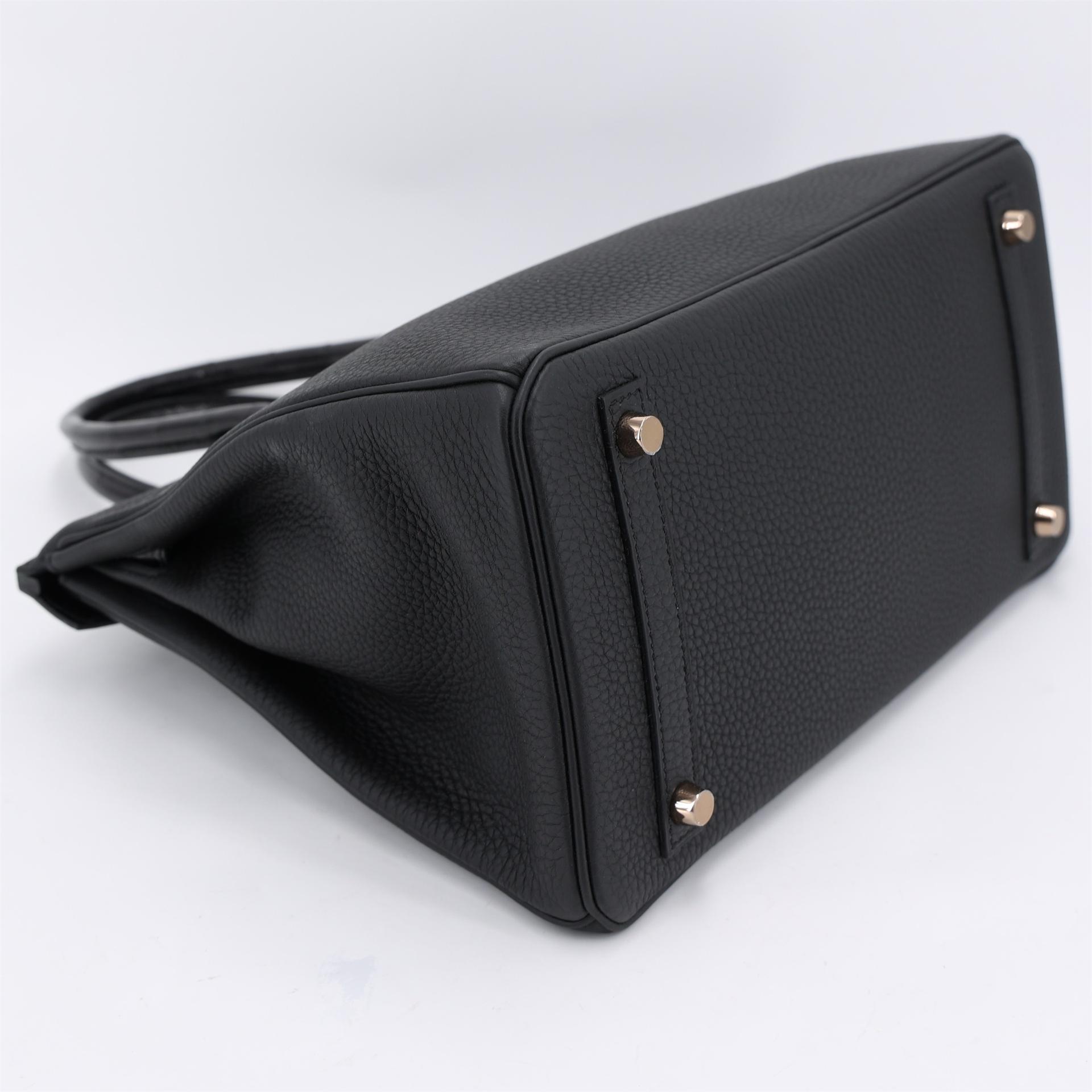 ランク A HERMÈS エルメス バーキン30 タッチ ブラック (89) トゴ クロコダイル ニロティカス ピンクゴールド金具 C刻印 (2018) - 6