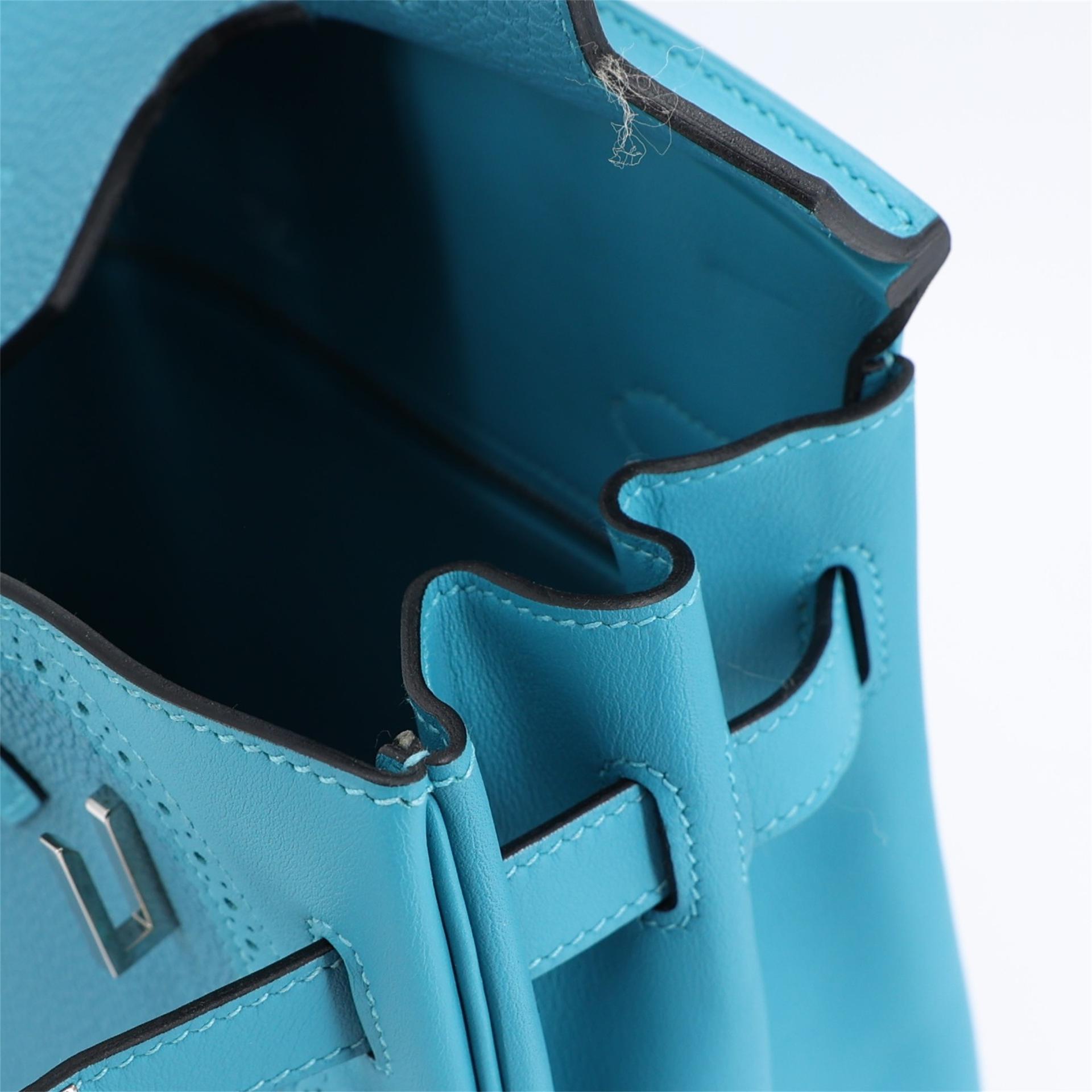 Unused ( Rank NS ) HERMÈS Limited Edition Birkin Ghillies 30 Turquoise (7B) Togo Swift Palladium hardware T (2015) - 13