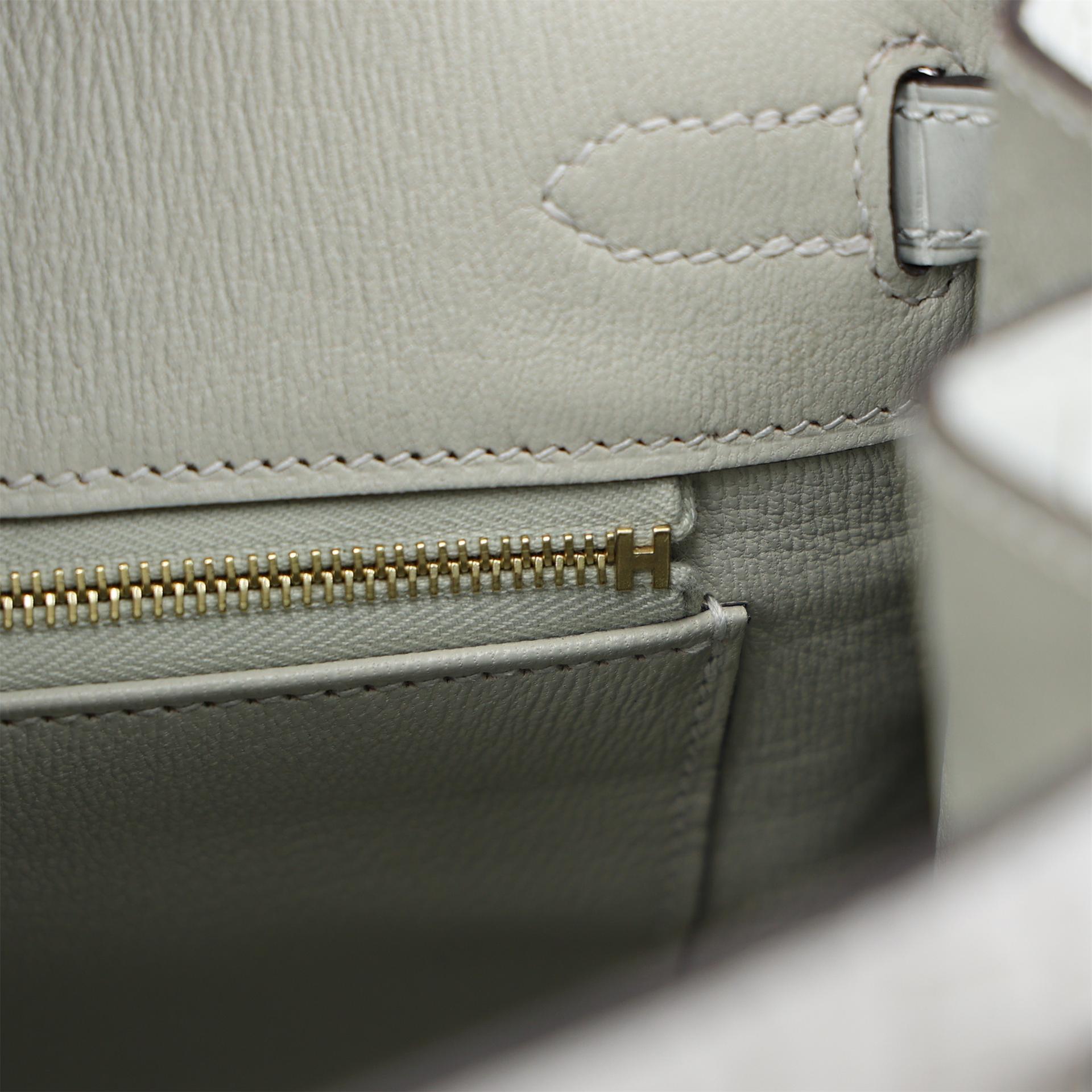 Brand New ( Rank N ) HERMÈS Birkin 25 Gris Neve (0W) Matte Alligator Gold hardware W (2024) - 16