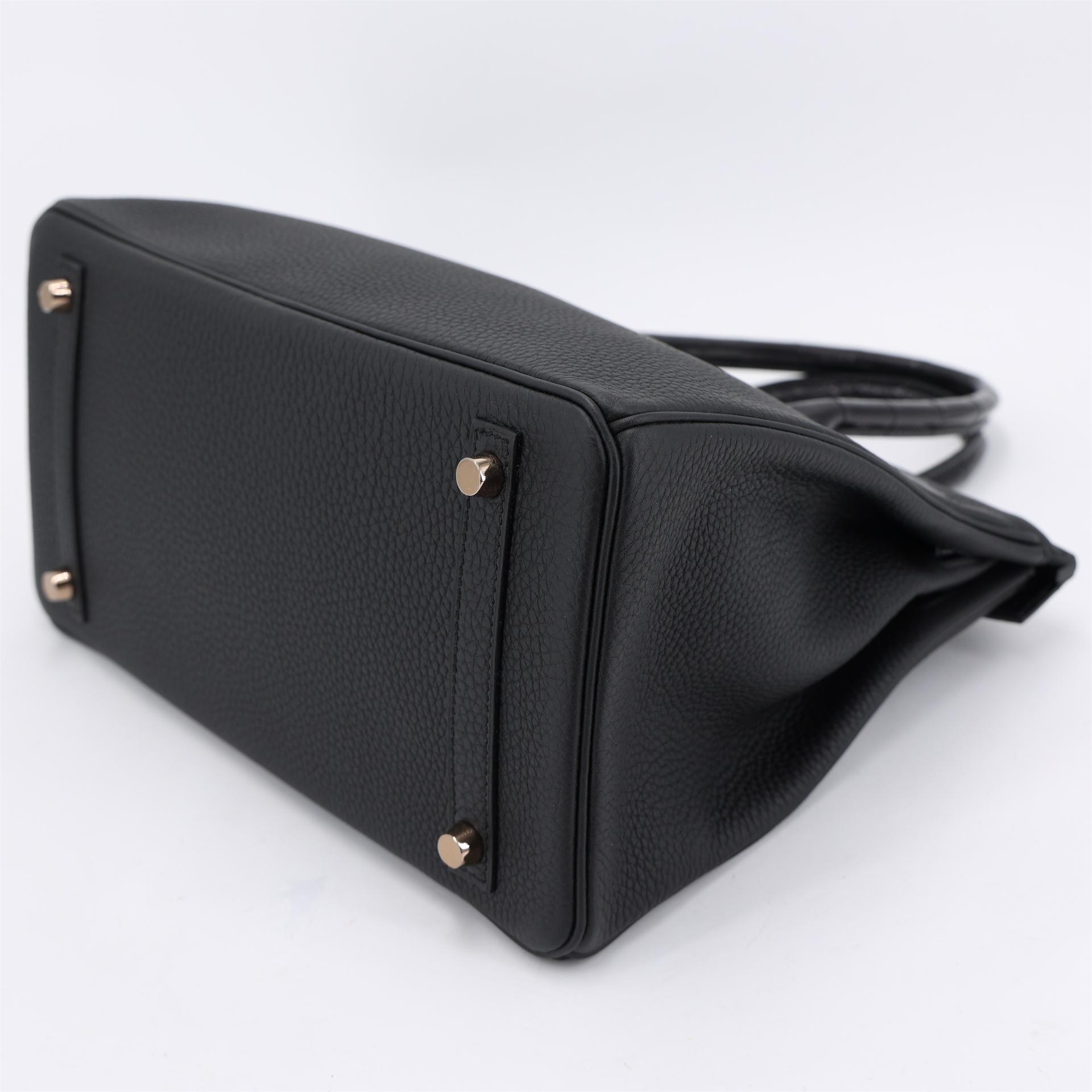 ランク A HERMÈS エルメス バーキン30 タッチ ブラック (89) トゴ クロコダイル ニロティカス ピンクゴールド金具 C刻印 (2018) - 7