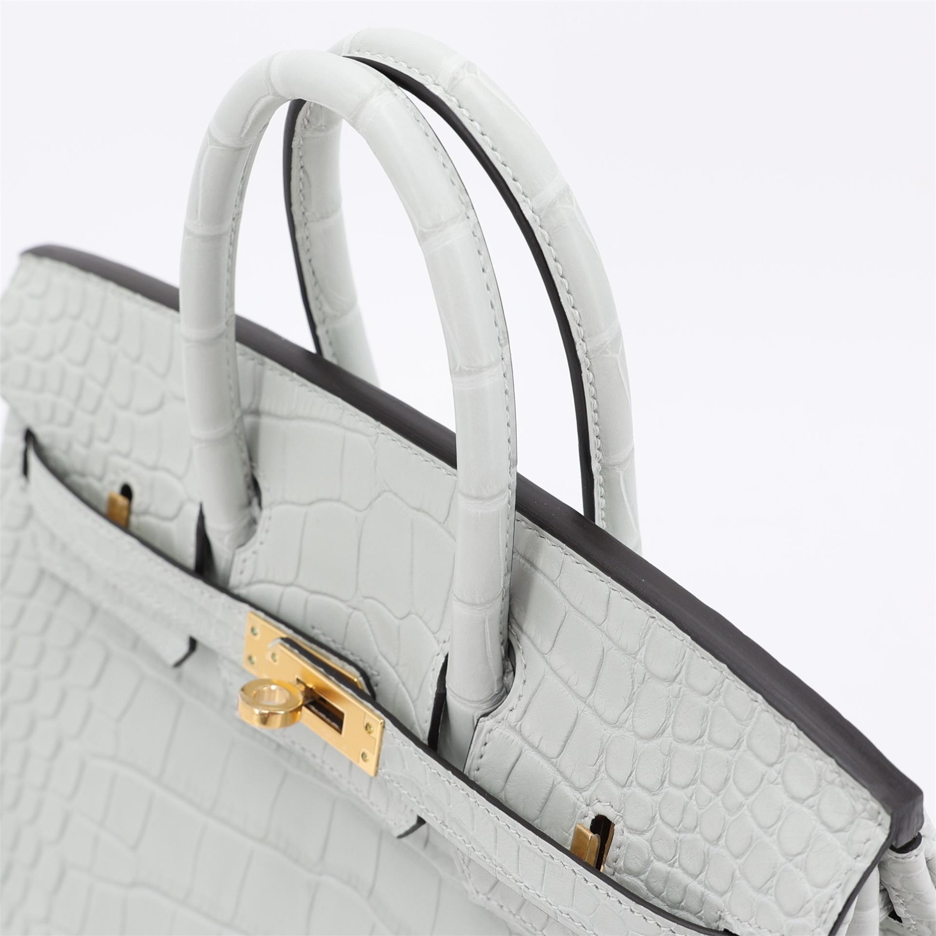 Brand New ( Rank N ) HERMÈS Birkin 25 Gris Neve (0W) Matte Alligator Gold hardware W (2024) - 3
