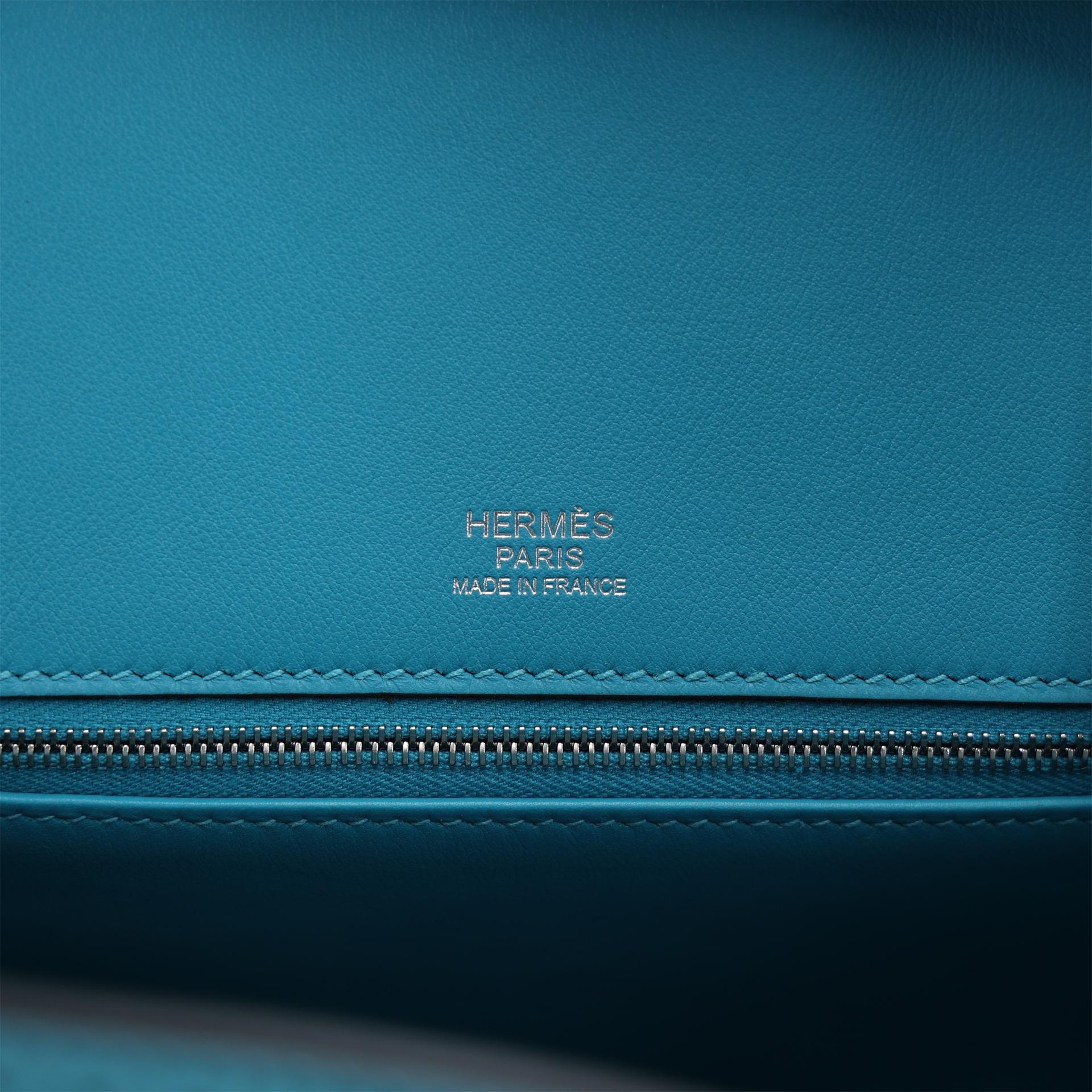 Unused ( Rank NS ) HERMÈS Limited Edition Birkin Ghillies 30 Turquoise (7B) Togo Swift Palladium hardware T (2015) - 14