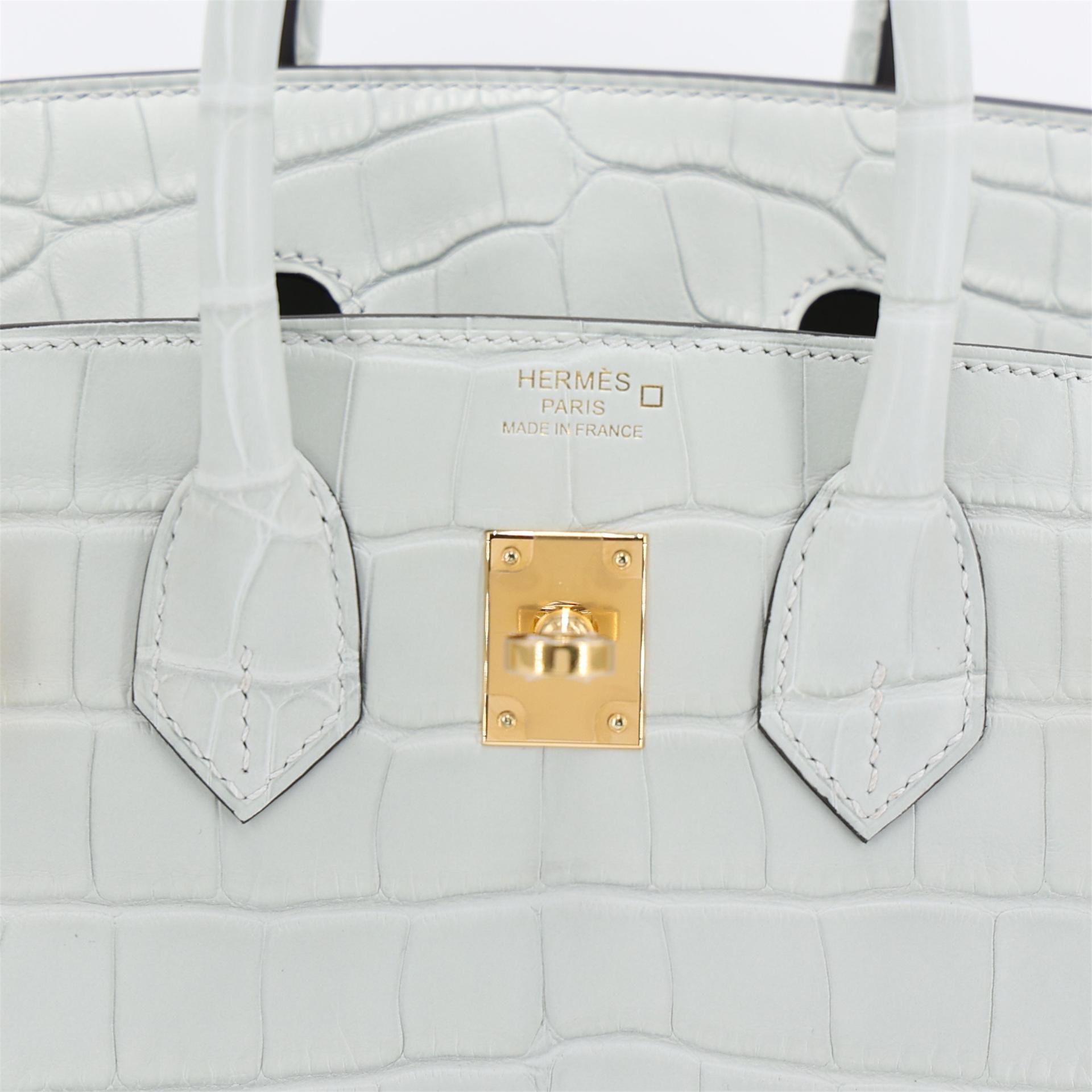 Brand New ( Rank N ) HERMÈS Birkin 25 Gris Neve (0W) Matte Alligator Gold hardware W (2024) - 10