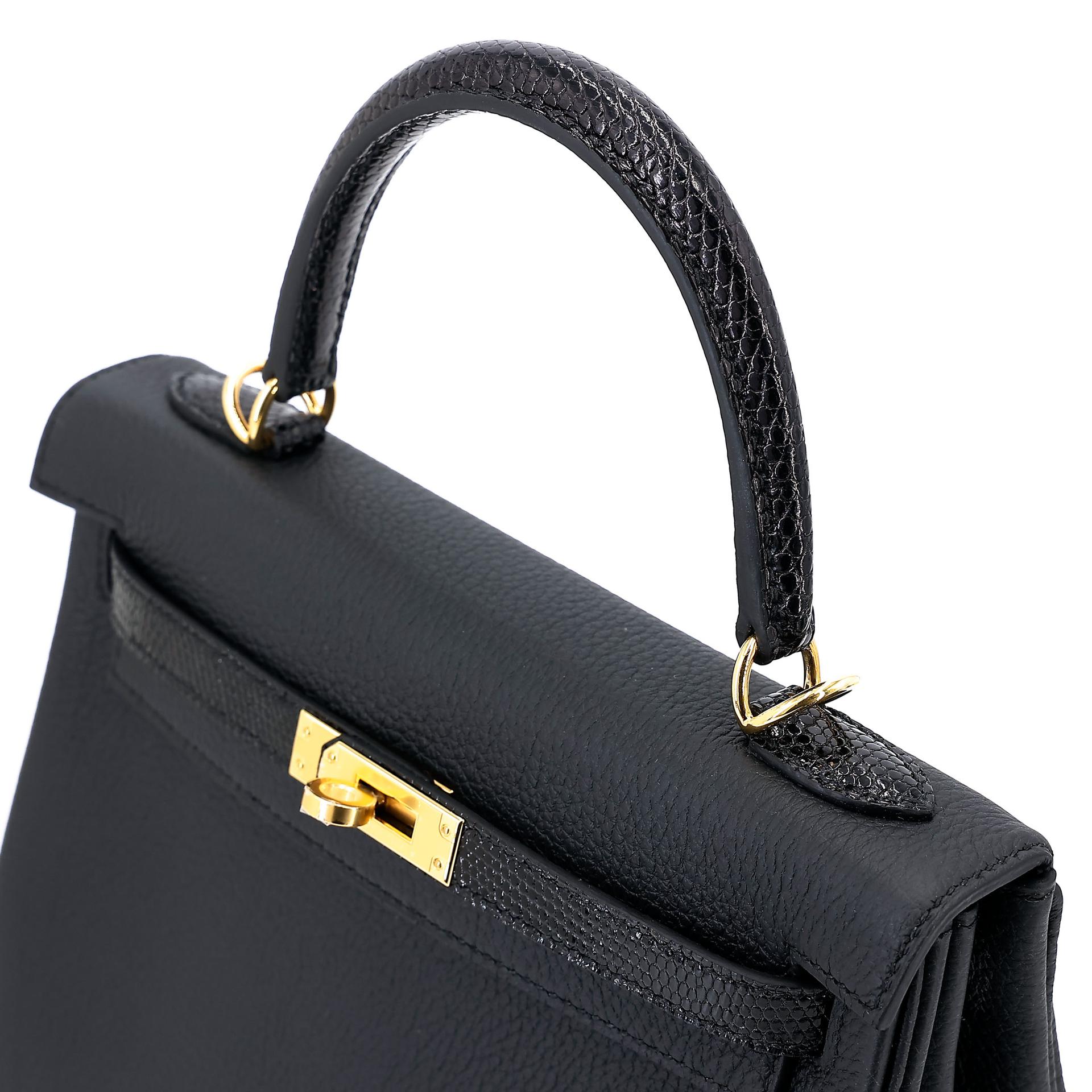 未使用保存品 HERMÈS 愛馬仕 Kelly 25 Touch 89 黑色 Noir (Black) 蜥蜴皮 Togo小牛皮 金扣 B刻 2023年 - 4