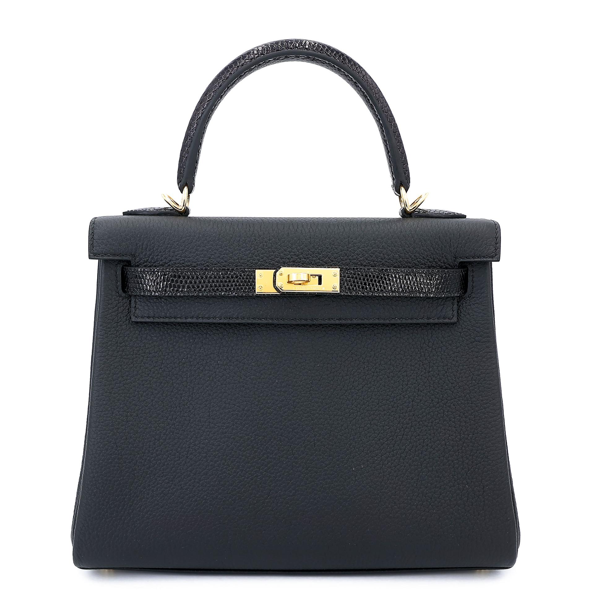 未使用保存品 HERMÈS 愛馬仕 Kelly 25 Touch 89 黑色 Noir (Black) 蜥蜴皮 Togo小牛皮 金扣 B刻 2023年 - 1