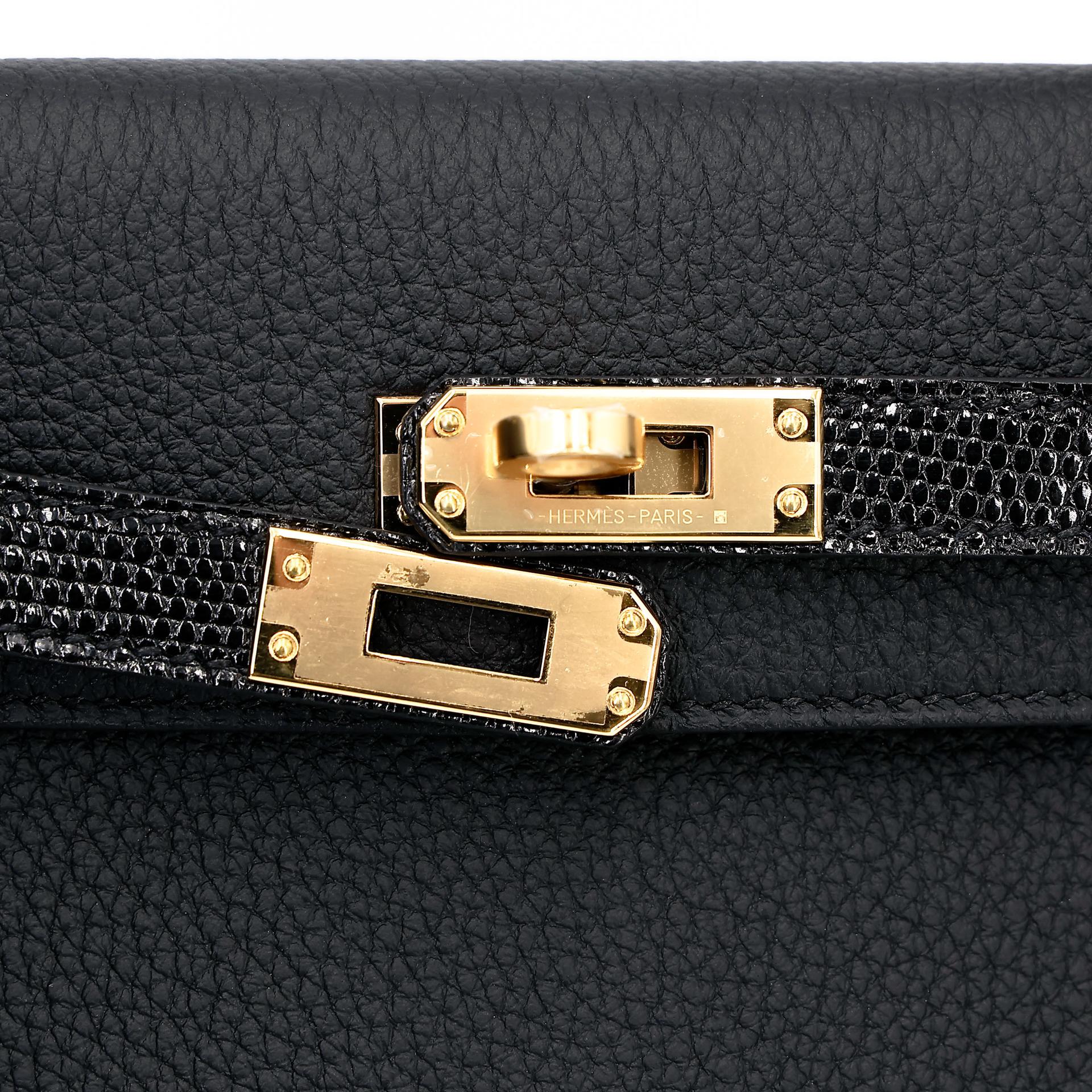 未使用保存品 HERMÈS 愛馬仕 Kelly 25 Touch 89 黑色 Noir (Black) 蜥蜴皮 Togo小牛皮 金扣 B刻 2023年 - 9
