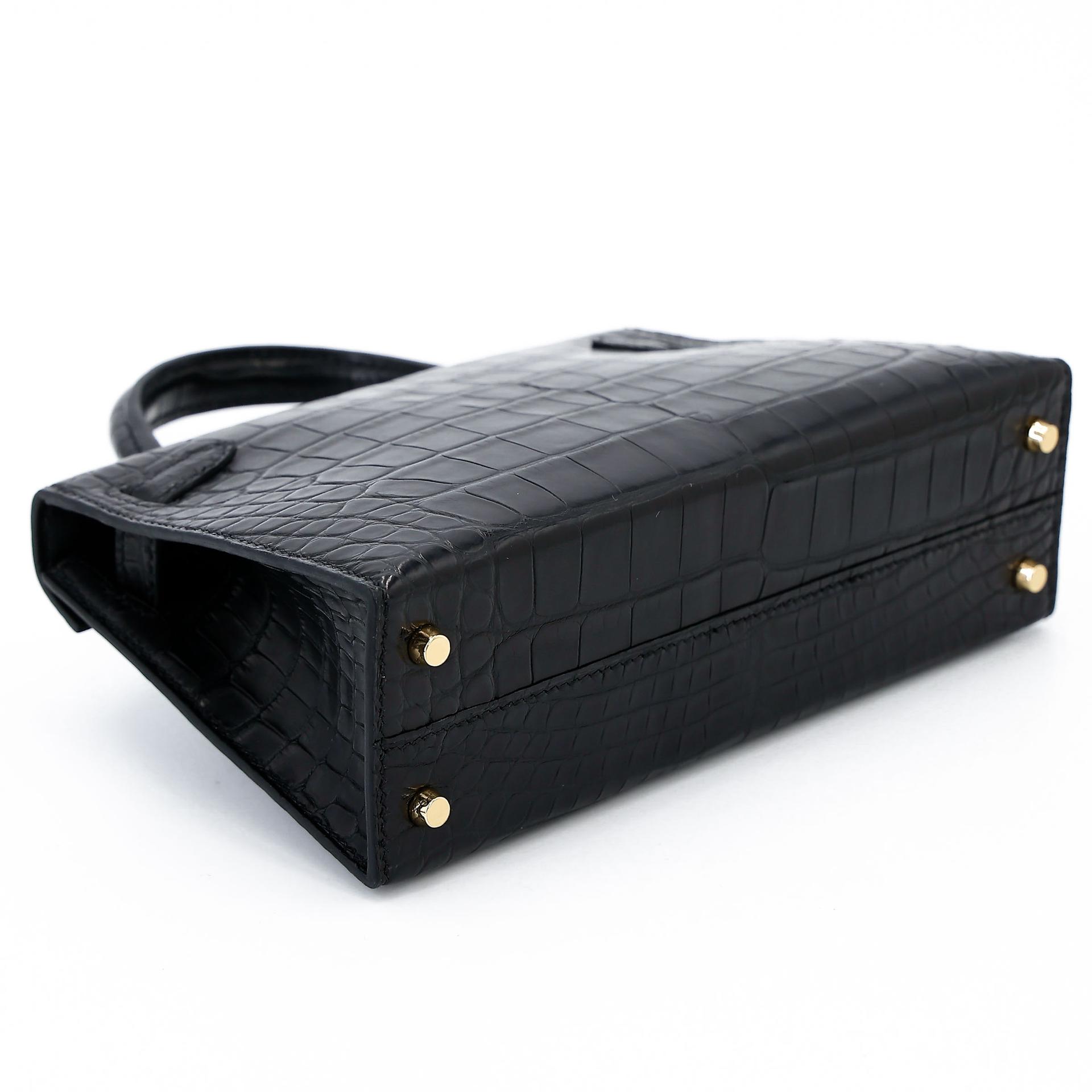 Brand New ( Rank N ) HERMÈS Mini Kelly II Noir (89) Matte Alligator Gold hardware W (2024) - 8
