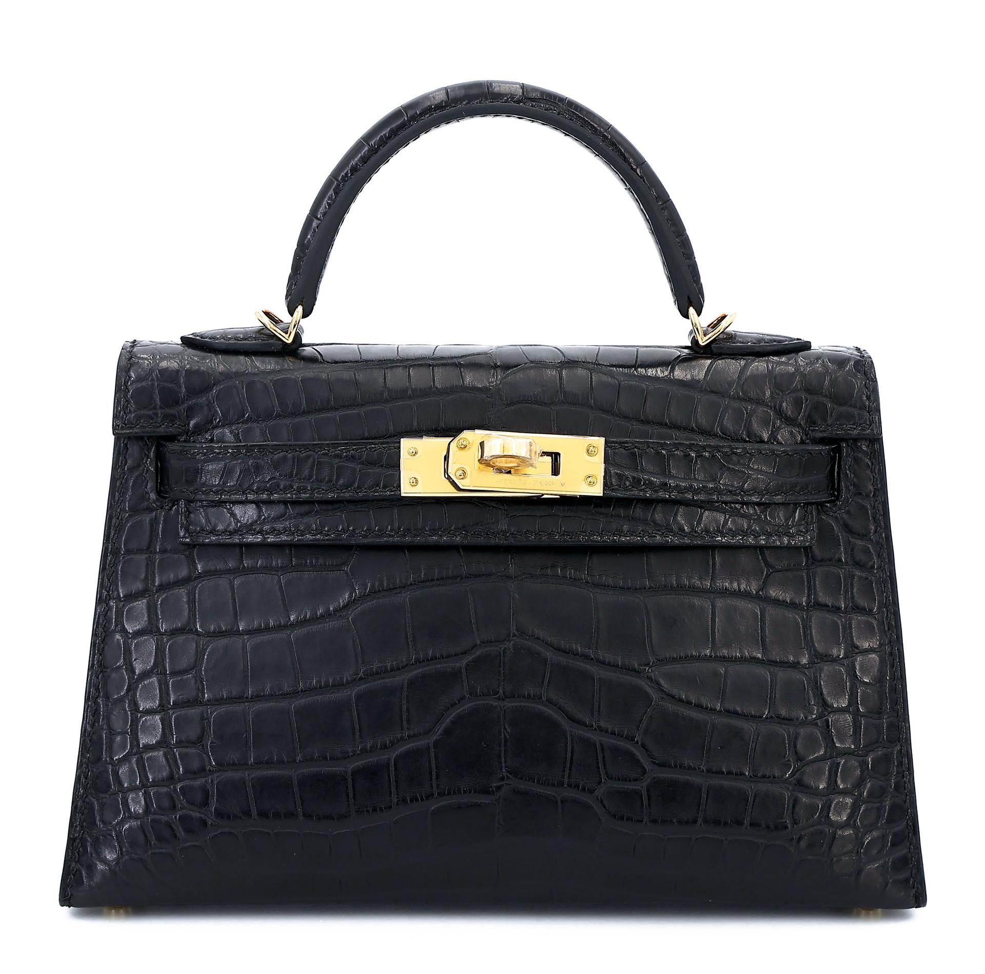 Brand New ( Rank N ) HERMÈS Mini Kelly II Noir (89) Matte Alligator Gold hardware W (2024) - 1