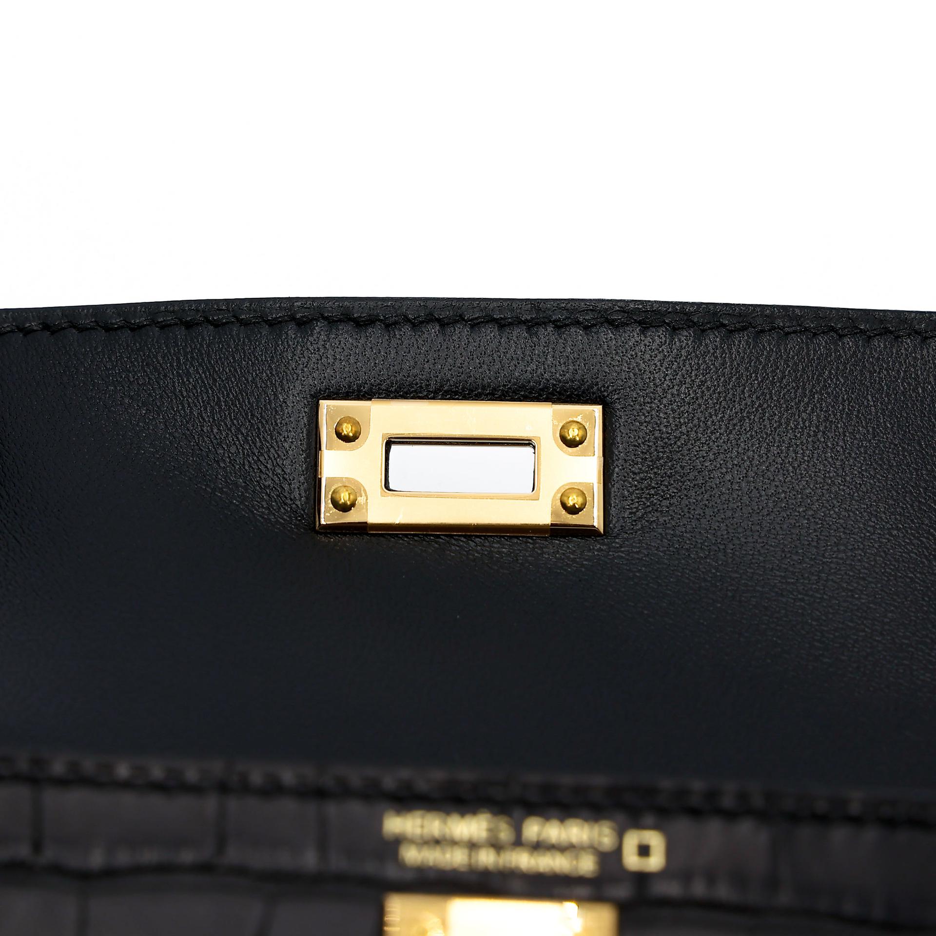 Brand New ( Rank N ) HERMÈS Mini Kelly II Noir (89) Matte Alligator Gold hardware W (2024) - 12