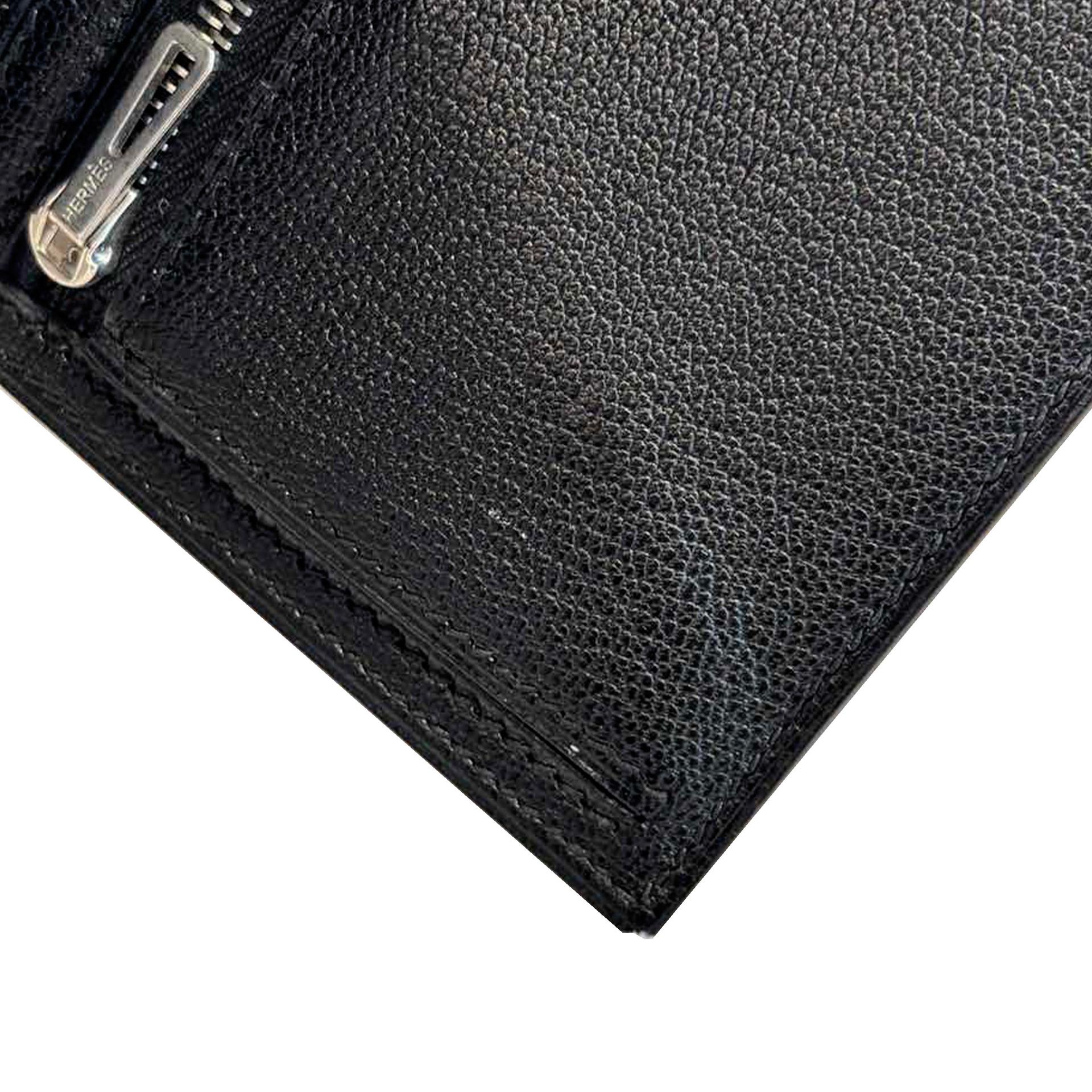 SA超美品  HERMÈS 愛馬仕  Bearn Souffle 長款錢包 89 黑色 Noir 蜥蜴皮 銀扣 □K刻 2007年 - 6