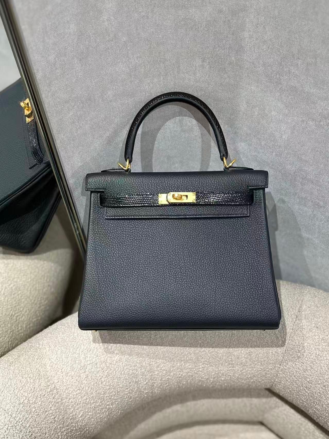 未使用保存品 HERMÈS 愛馬仕 Kelly 25 Touch 89 黑色 Noir (Black) 蜥蜴皮 Togo小牛皮 金扣 B刻 2023年 - 3