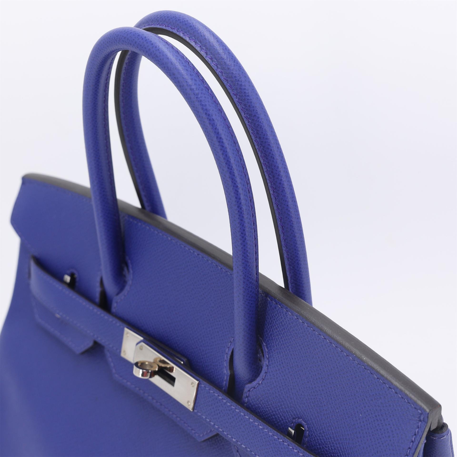 ランク A HERMÈS エルメス バーキン30 ブルーエレクトリック (7T) エプソン シルバー金具 □Q刻印 (2013) - 3