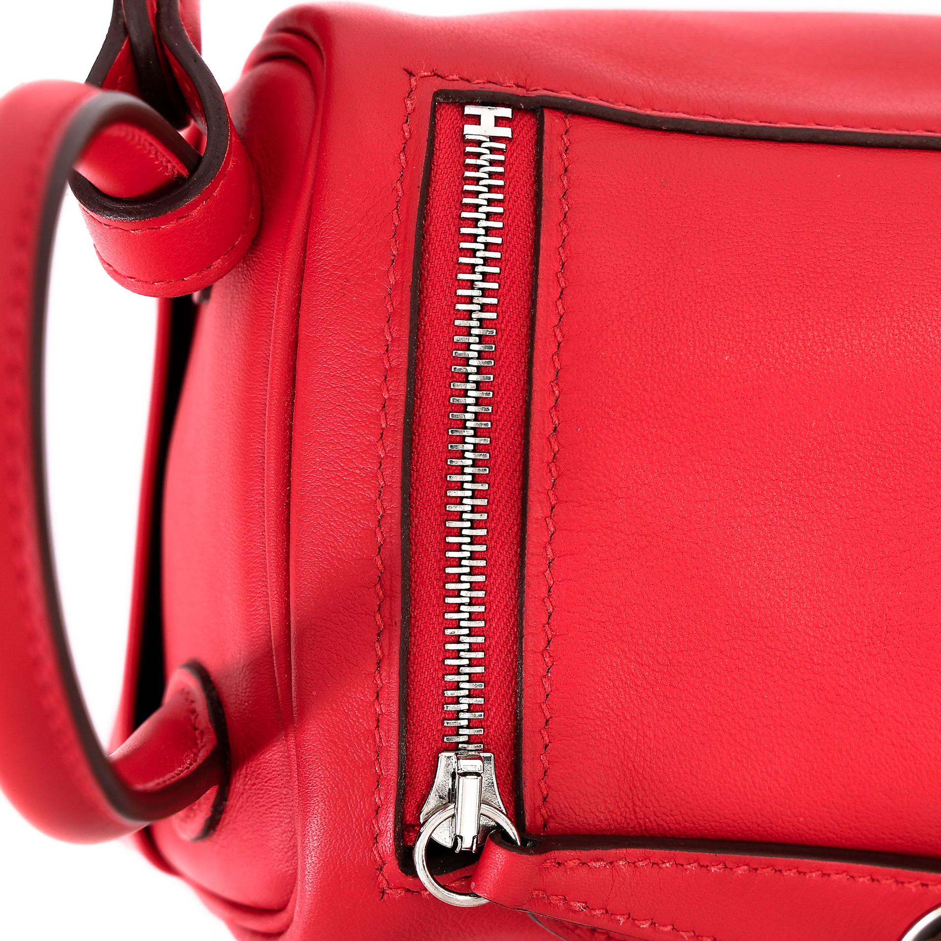 Very Good ( Rank A) HERMÈS Mini Lindy Rouge Piment (5X) Swift Palladium hardware Z (2021) - 10