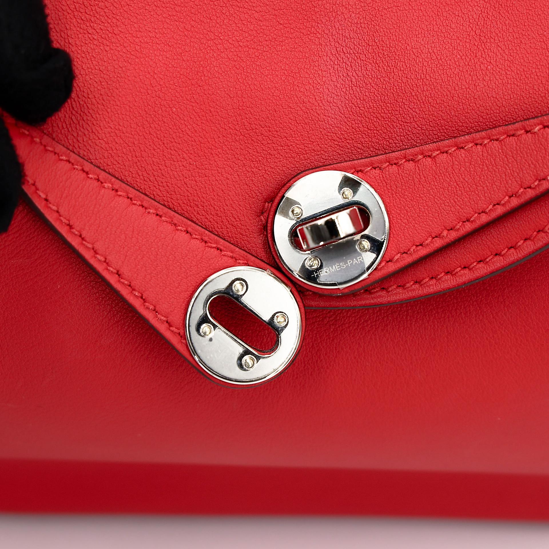 Very Good ( Rank A) HERMÈS Mini Lindy Rouge Piment (5X) Swift Palladium hardware Z (2021) - 15