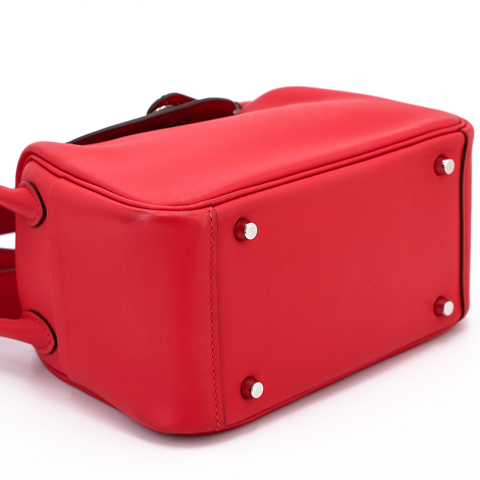 Very Good ( Rank A) HERMÈS Mini Lindy Rouge Piment (5X) Swift Palladium hardware Z (2021) - 5