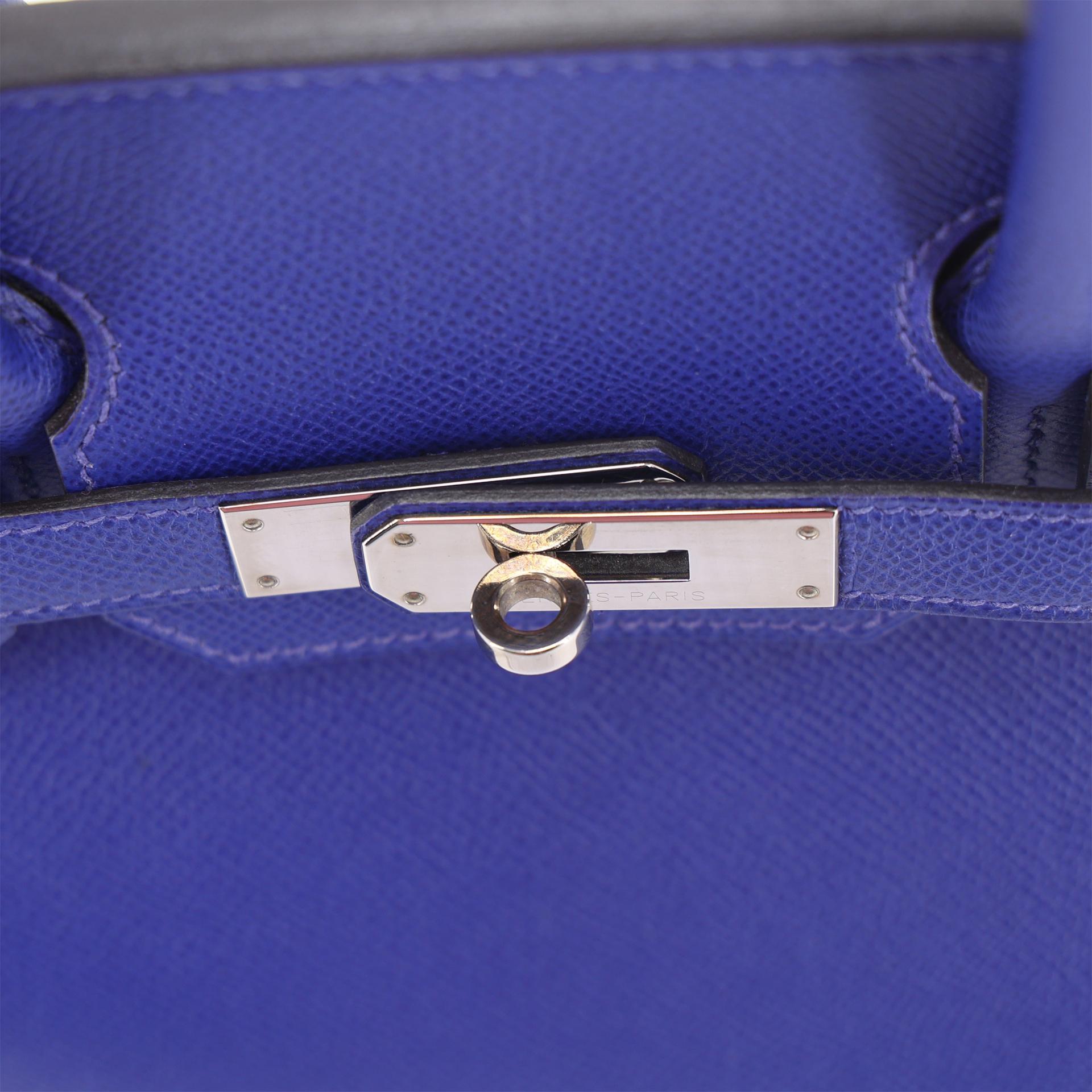 ランク A HERMÈS エルメス バーキン30 ブルーエレクトリック (7T) エプソン シルバー金具 □Q刻印 (2013) - 9