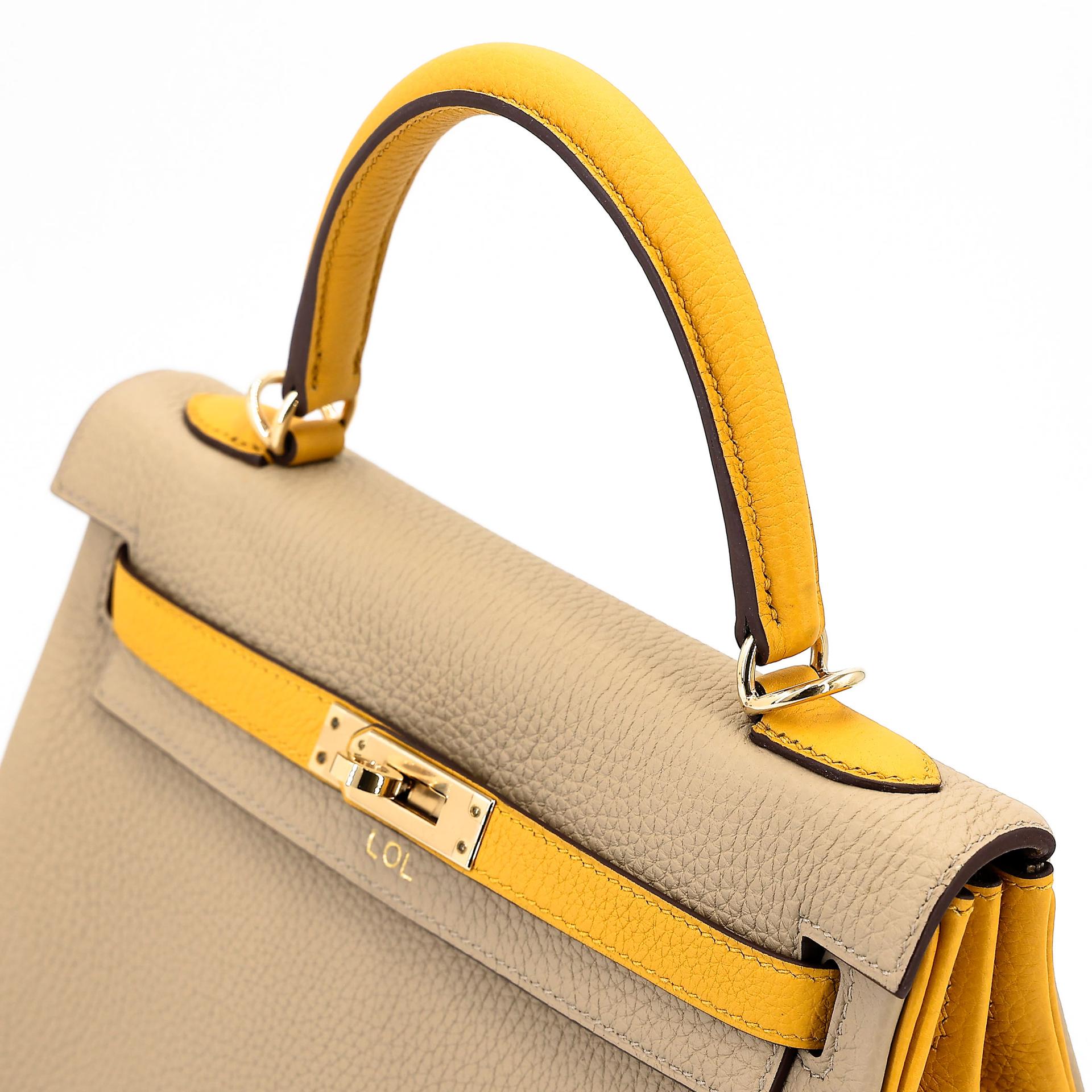 Excellent ( Rank SA ) HERMÈS Special Order Kelly 25 HSS Trench (S2) Jaune Ambre (9D) Togo Permabrass hardware D (2019) - 3