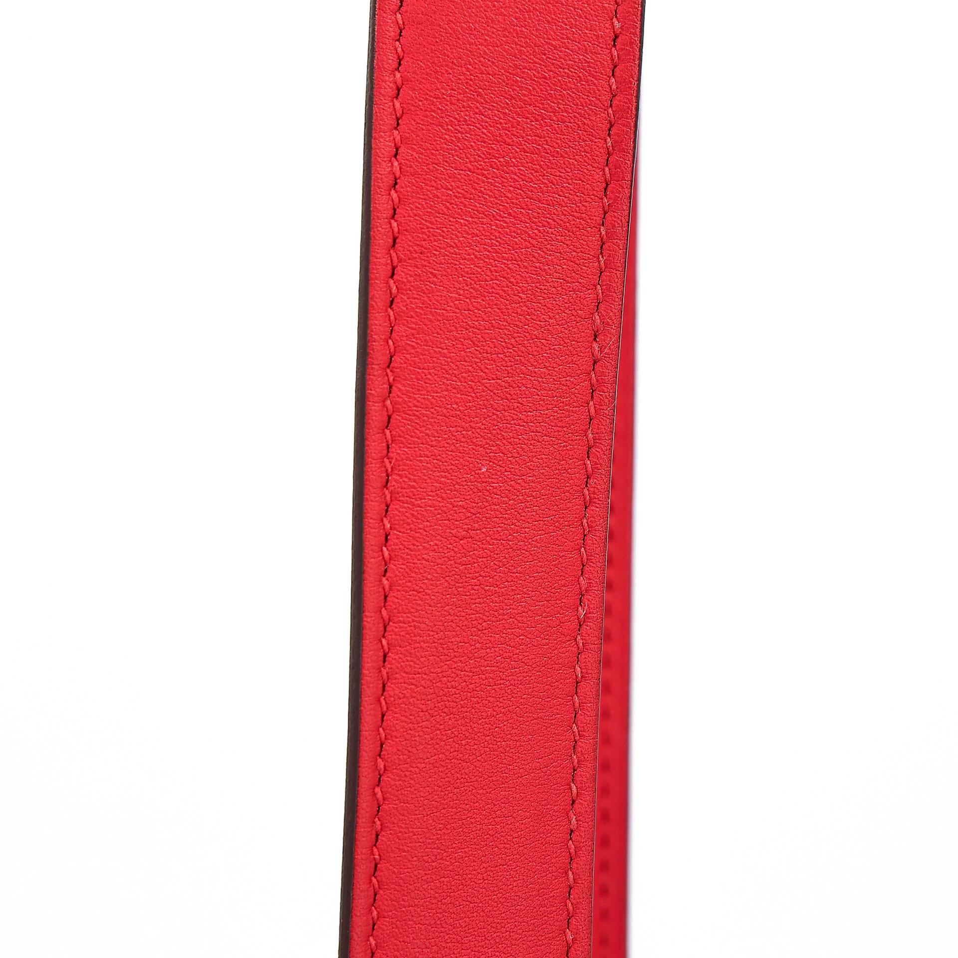 Very Good ( Rank A) HERMÈS Mini Lindy Rouge Piment (5X) Swift Palladium hardware Z (2021) - 12