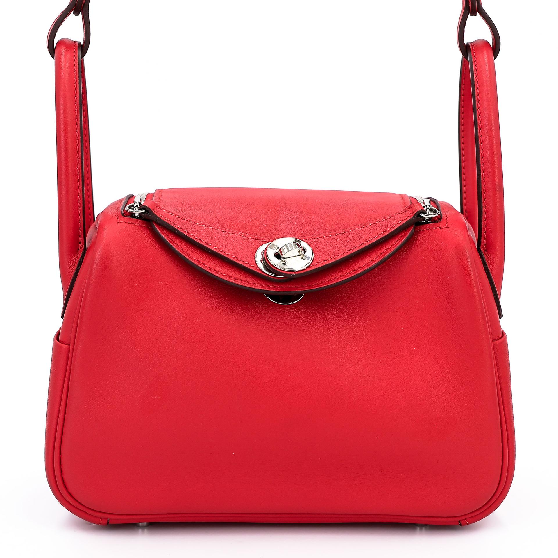 Very Good ( Rank A) HERMÈS Mini Lindy Rouge Piment (5X) Swift Palladium hardware Z (2021) - 1