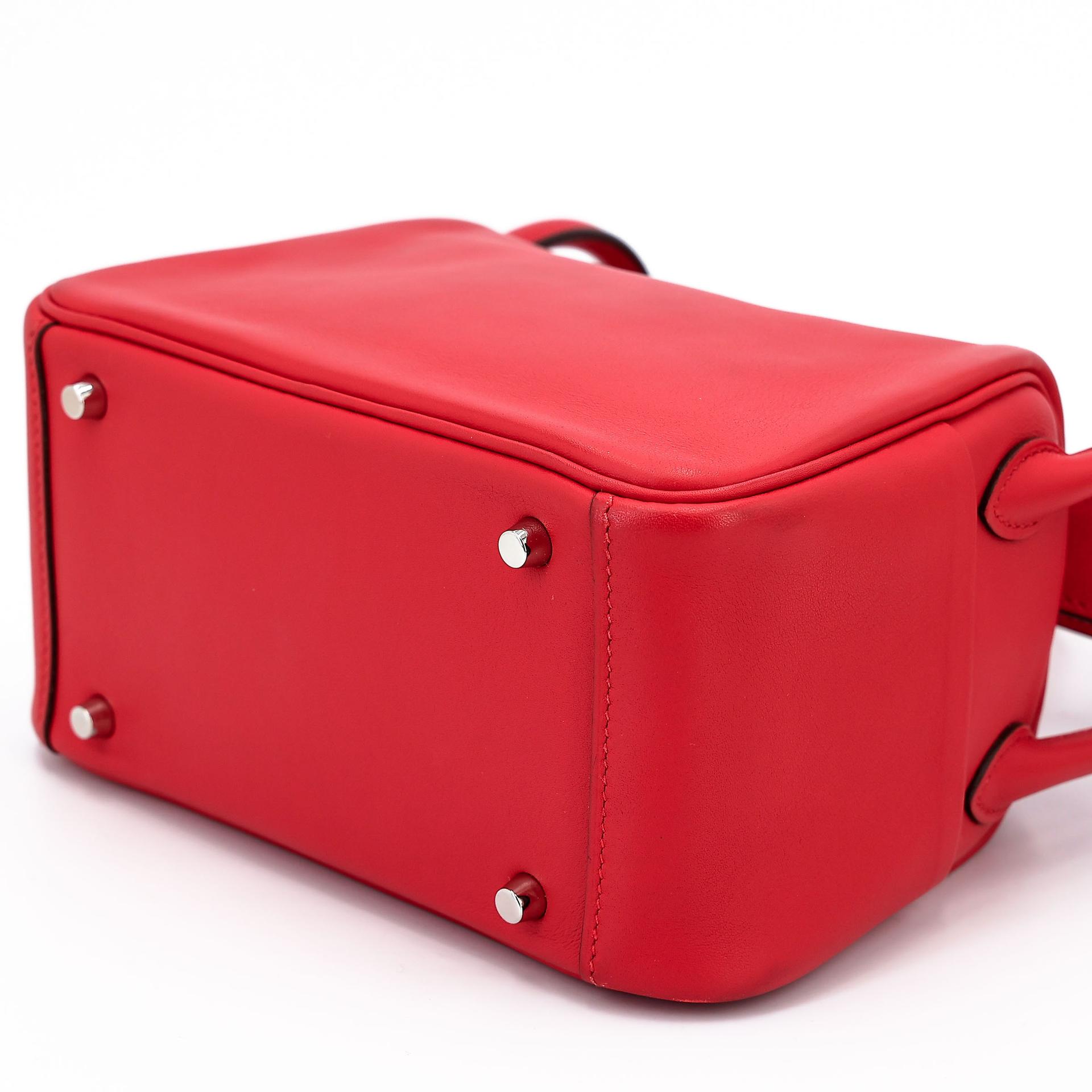 Very Good ( Rank A) HERMÈS Mini Lindy Rouge Piment (5X) Swift Palladium hardware Z (2021) - 6
