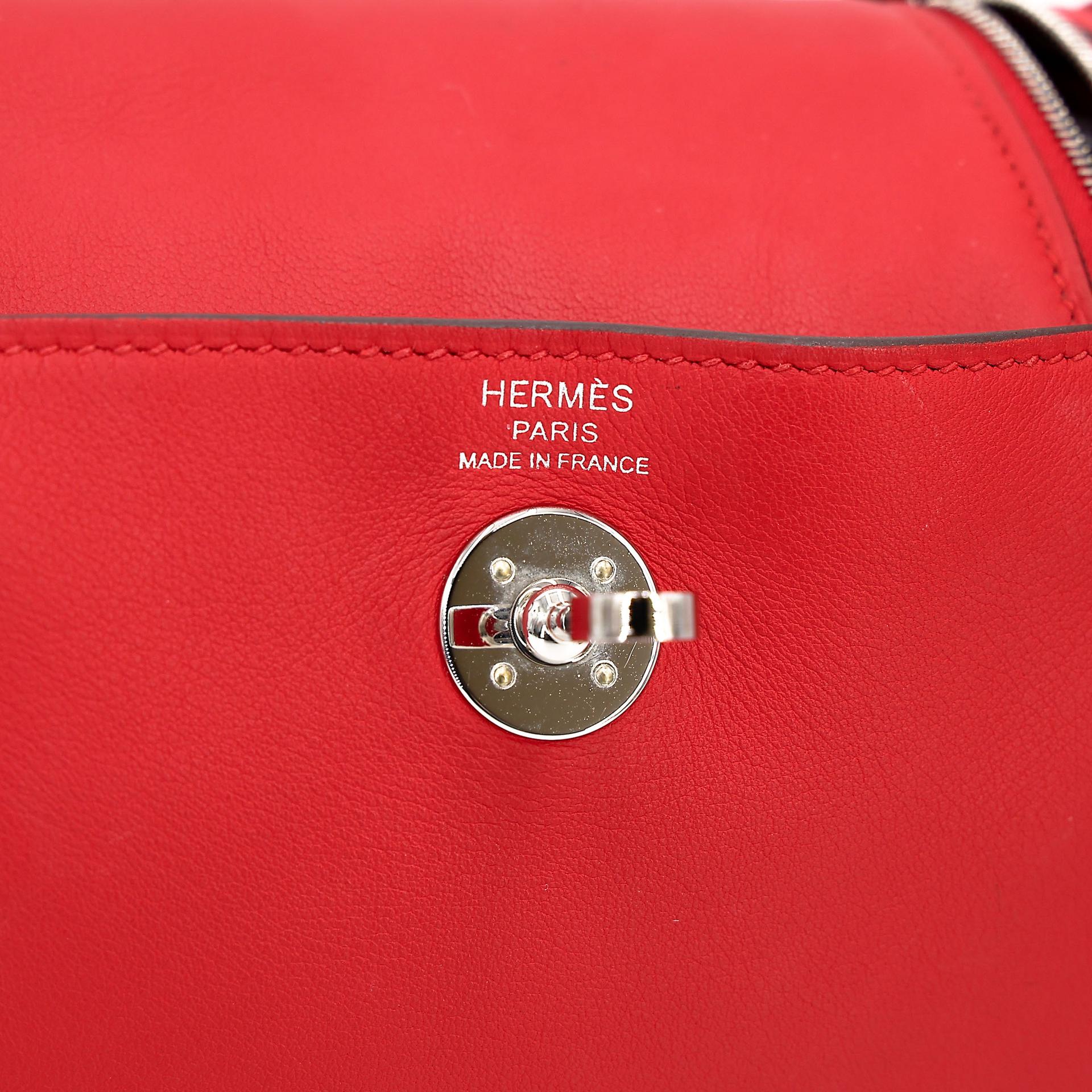 Very Good ( Rank A) HERMÈS Mini Lindy Rouge Piment (5X) Swift Palladium hardware Z (2021) - 17