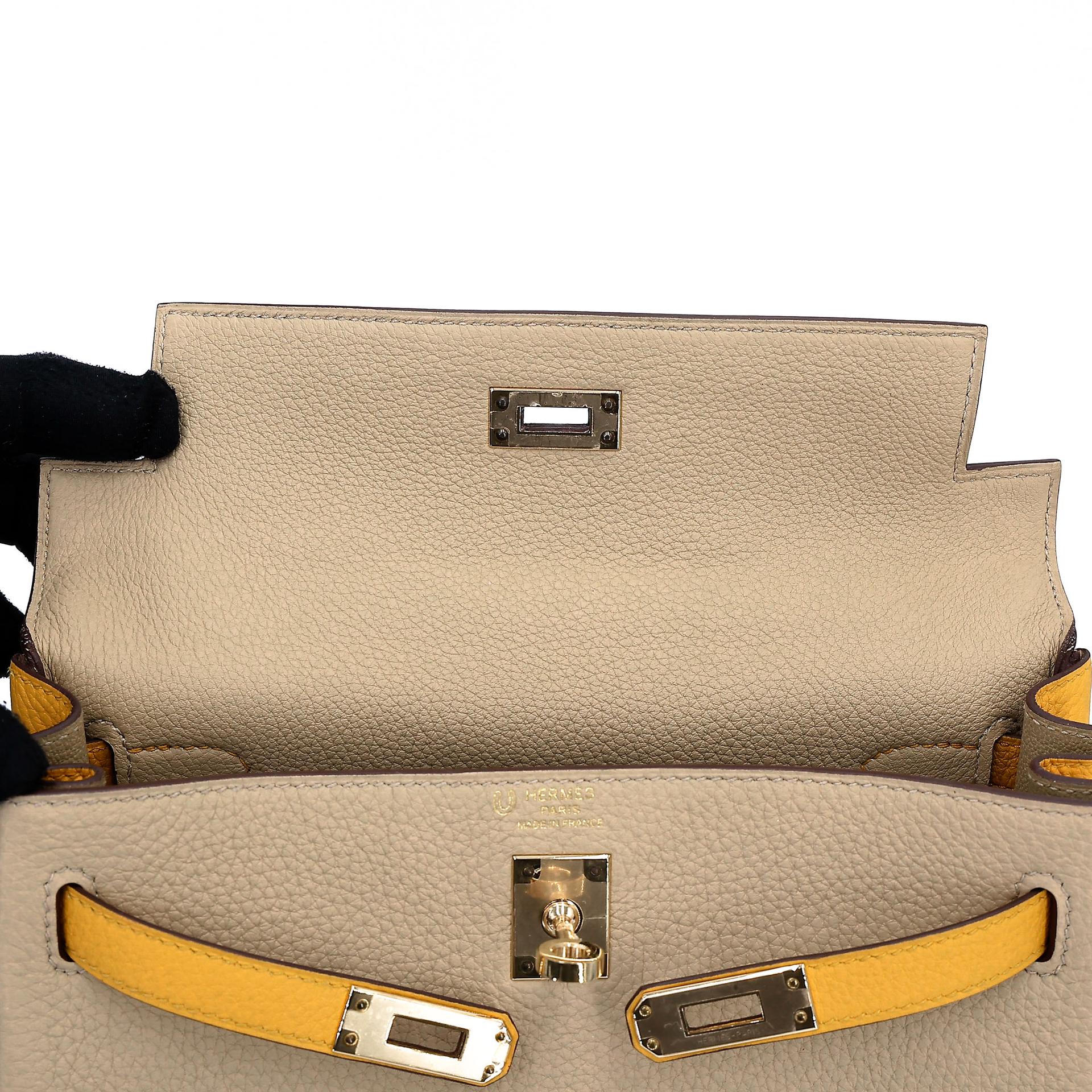 Excellent ( Rank SA ) HERMÈS Special Order Kelly 25 HSS Trench (S2) Jaune Ambre (9D) Togo Permabrass hardware D (2019) - 12