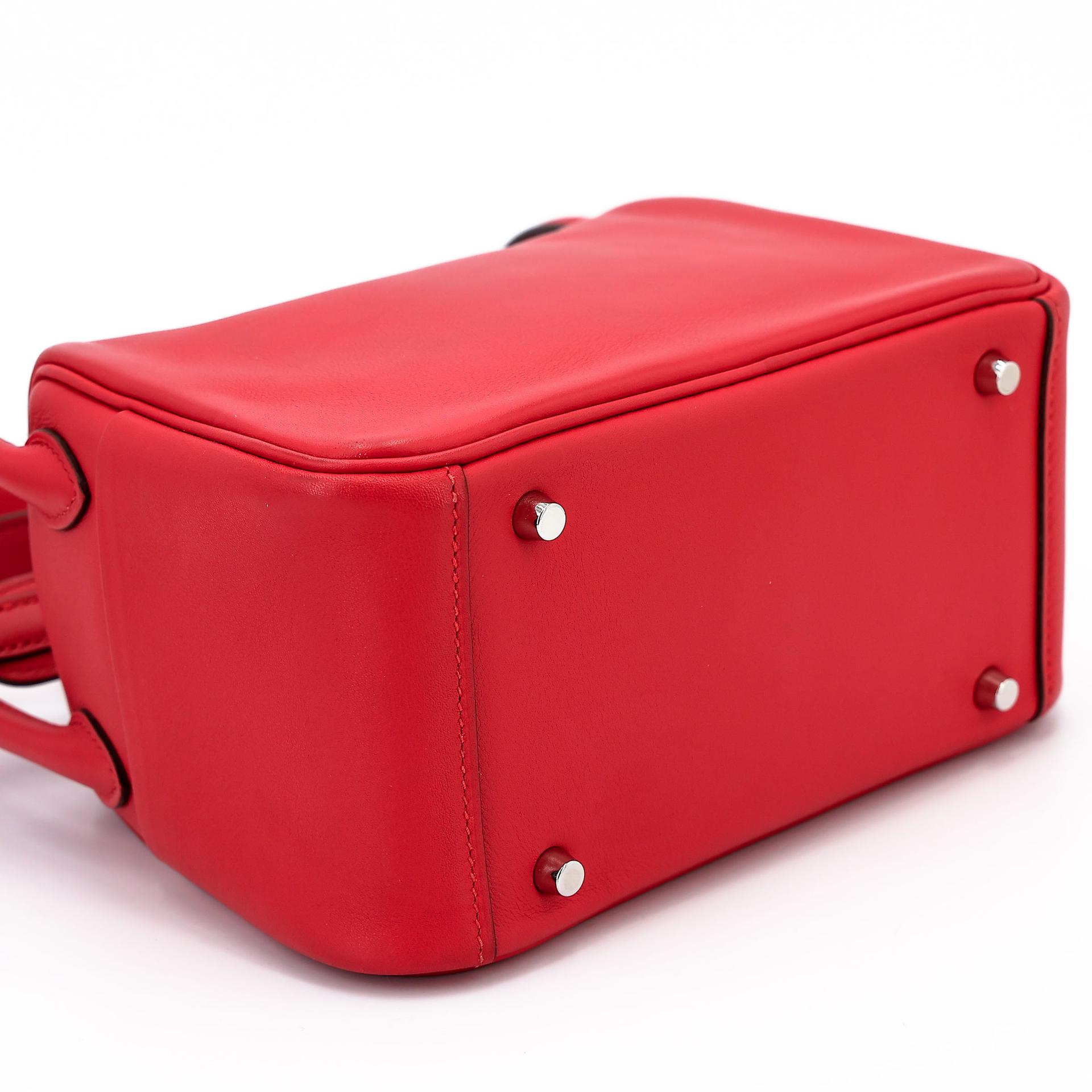 Very Good ( Rank A) HERMÈS Mini Lindy Rouge Piment (5X) Swift Palladium hardware Z (2021) - 7