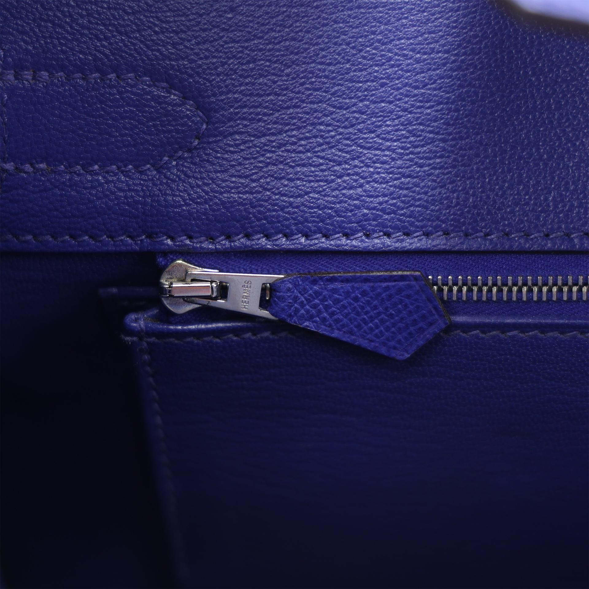 ランク A HERMÈS エルメス バーキン30 ブルーエレクトリック (7T) エプソン シルバー金具 □Q刻印 (2013) - 16
