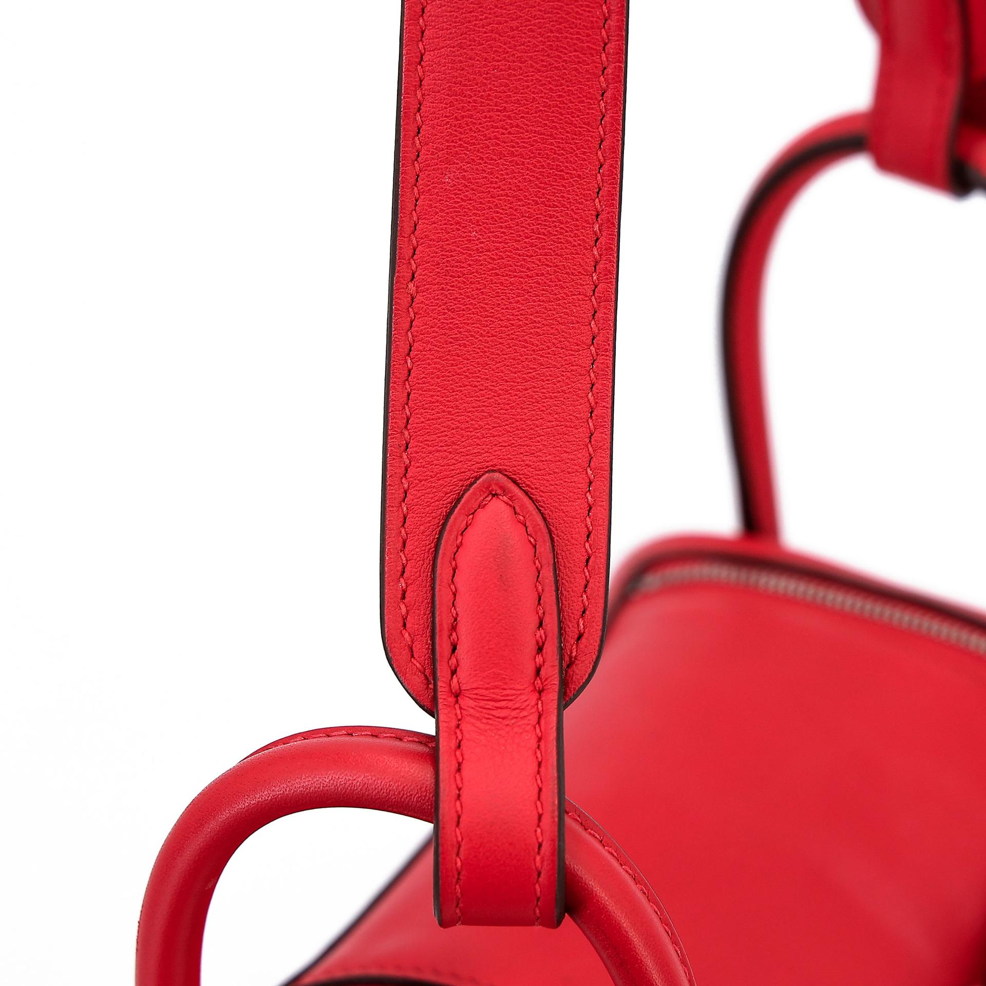 Very Good ( Rank A) HERMÈS Mini Lindy Rouge Piment (5X) Swift Palladium hardware Z (2021) - 13