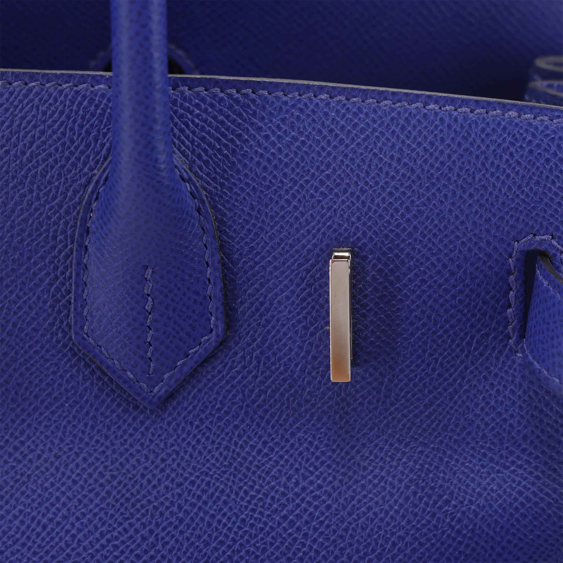 ランク A HERMÈS エルメス バーキン30 ブルーエレクトリック (7T) エプソン シルバー金具 □Q刻印 (2013) - 12
