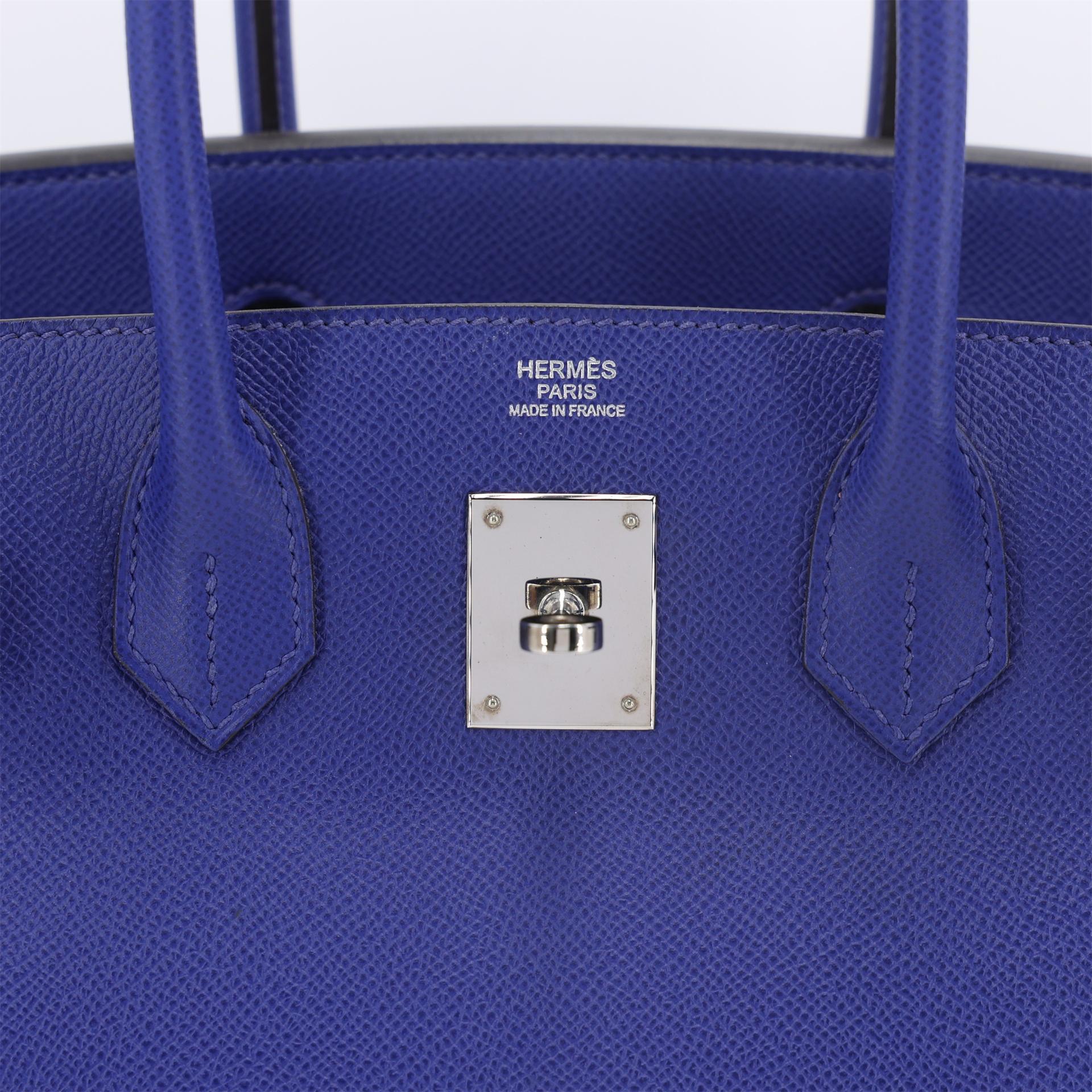 ランク A HERMÈS エルメス バーキン30 ブルーエレクトリック (7T) エプソン シルバー金具 □Q刻印 (2013) - 10