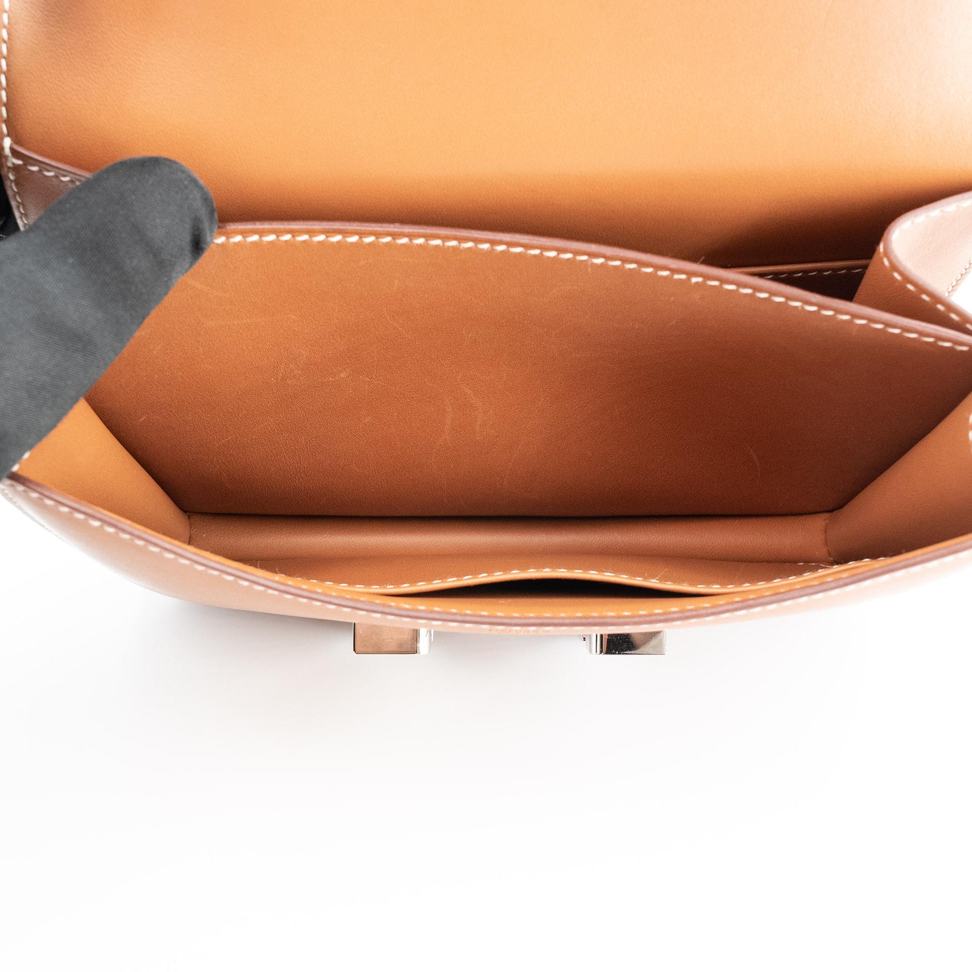 Very Good ( Rank A) HERMÈS Constance Mini Fauve (34) Barenia Palladium hardware C (2018) - 15