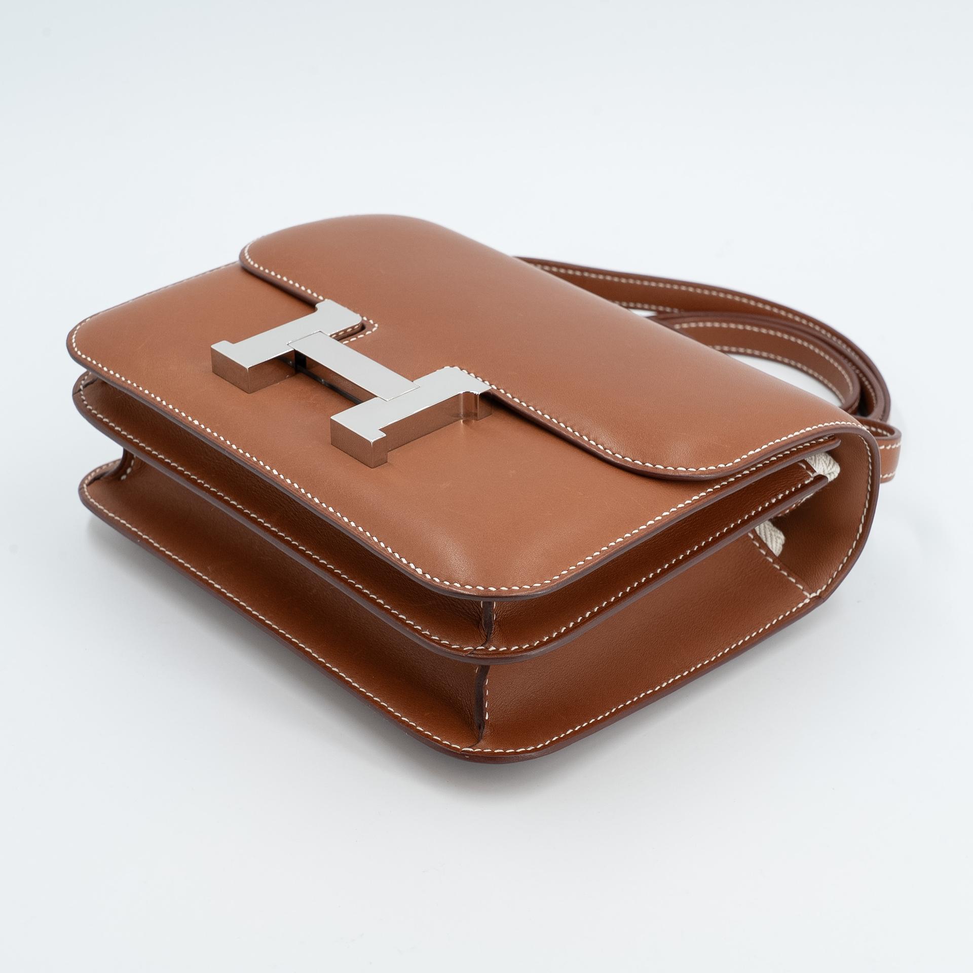 Very Good ( Rank A) HERMÈS Constance Mini Fauve (34) Barenia Palladium hardware C (2018) - 5