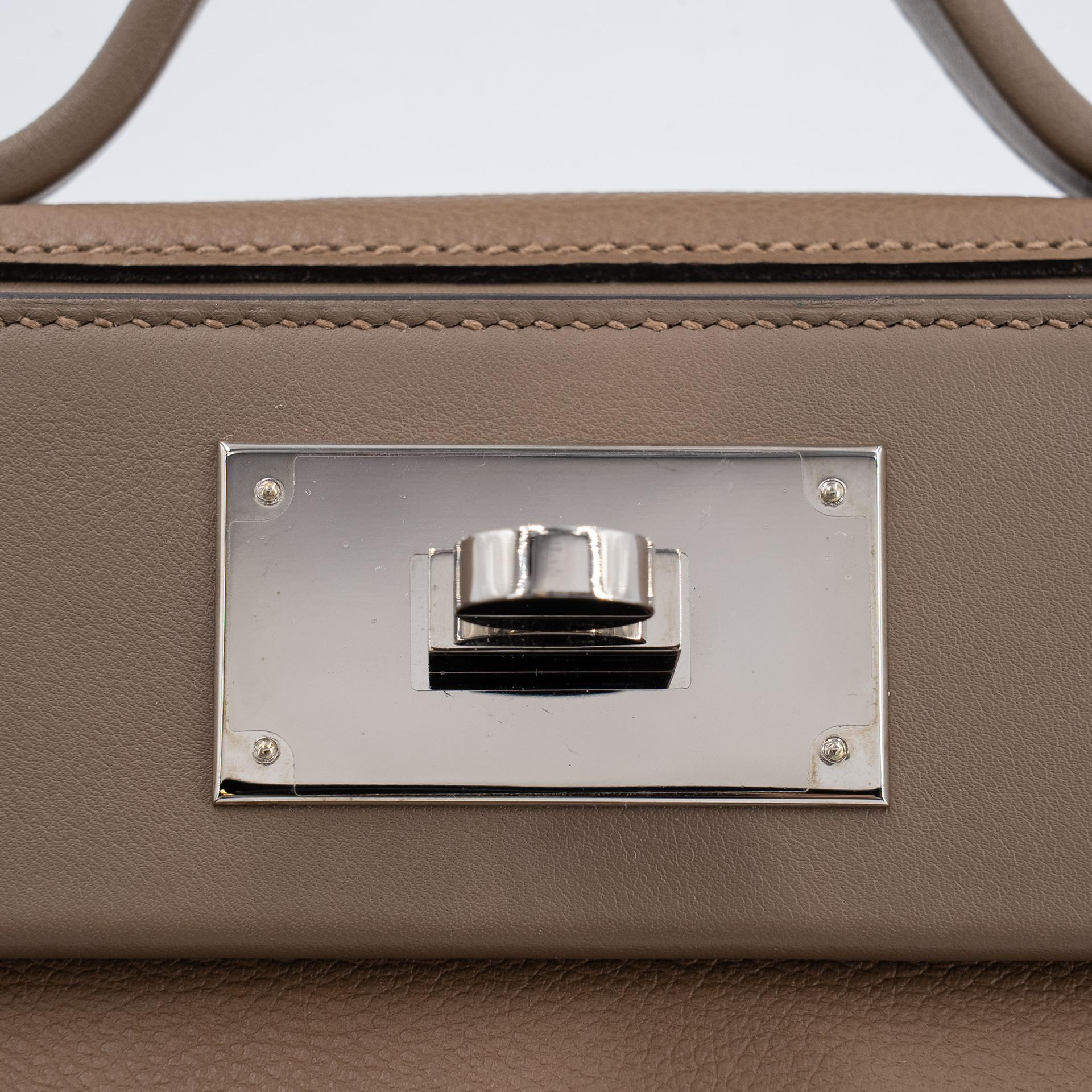 Very Good ( Rank A) HERMÈS 24/24 - 21 mini Beige Marfa (8Q) Etoupe (18) Evercolor Swift Palladium hardware Z (2021) - 9