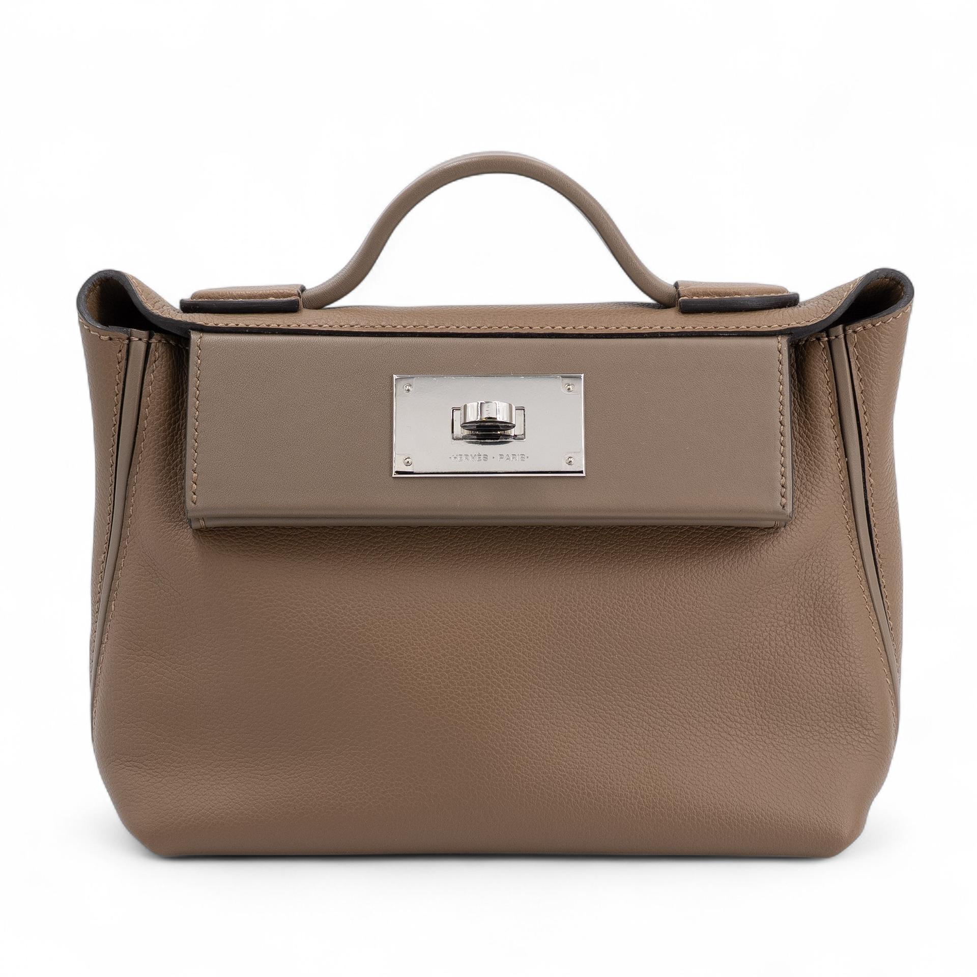 Very Good ( Rank A) HERMÈS 24/24 - 21 mini Beige Marfa (8Q) Etoupe (18) Evercolor Swift Palladium hardware Z (2021) - 1