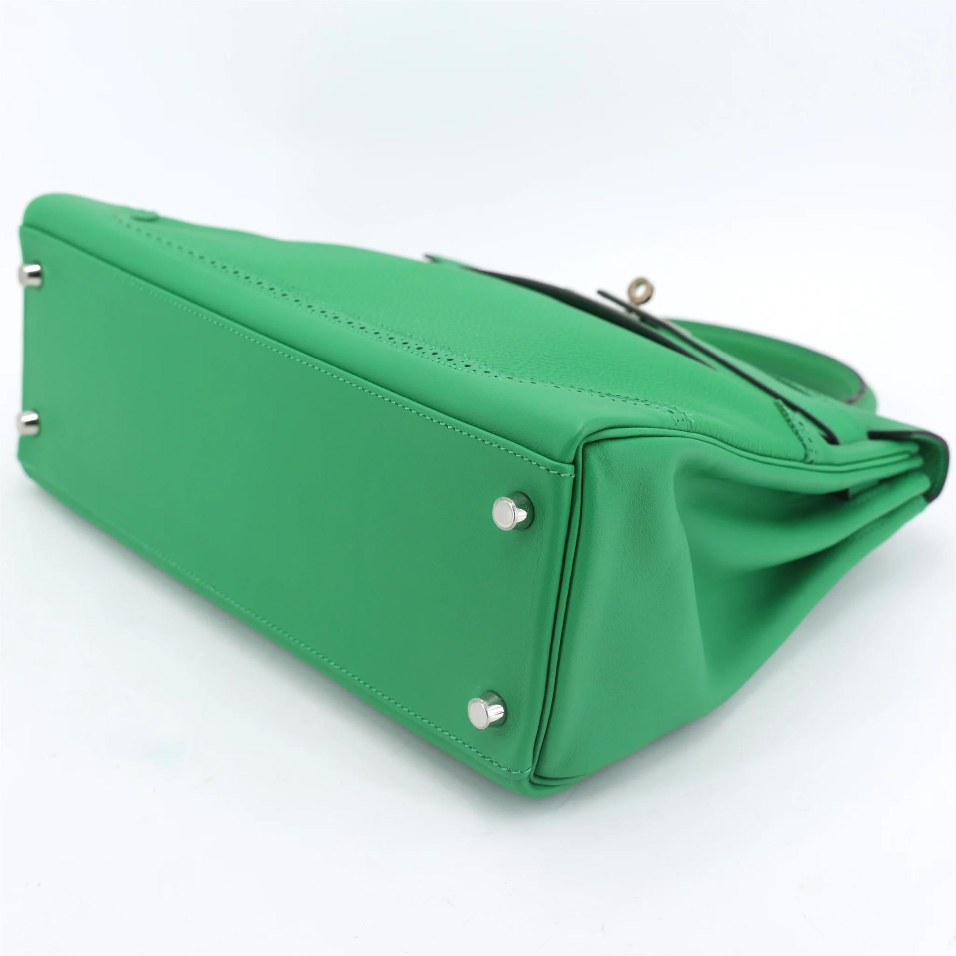 Very Good ( Rank A) HERMÈS Kelly Ghillies 32 Bamboo (1K) Togo Swift Palladium hardware R (2014) - 5